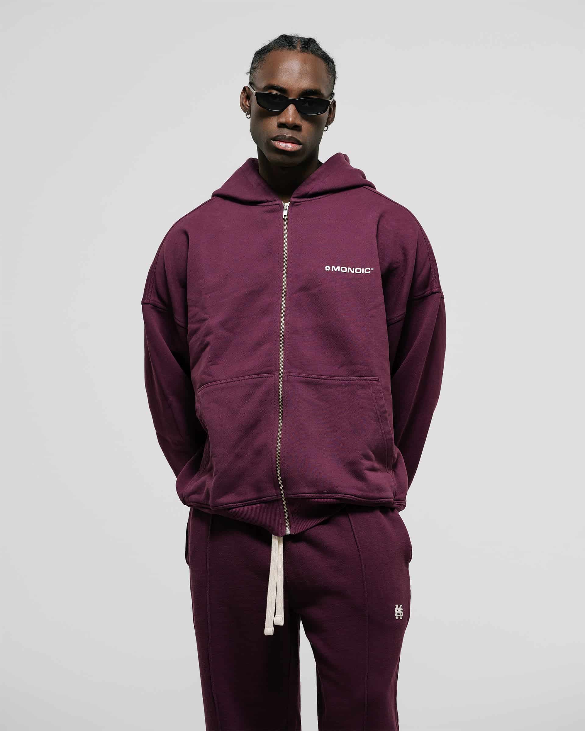 Zip Hoodie Oversized Básico V3 - Burgundy - miniatura 2