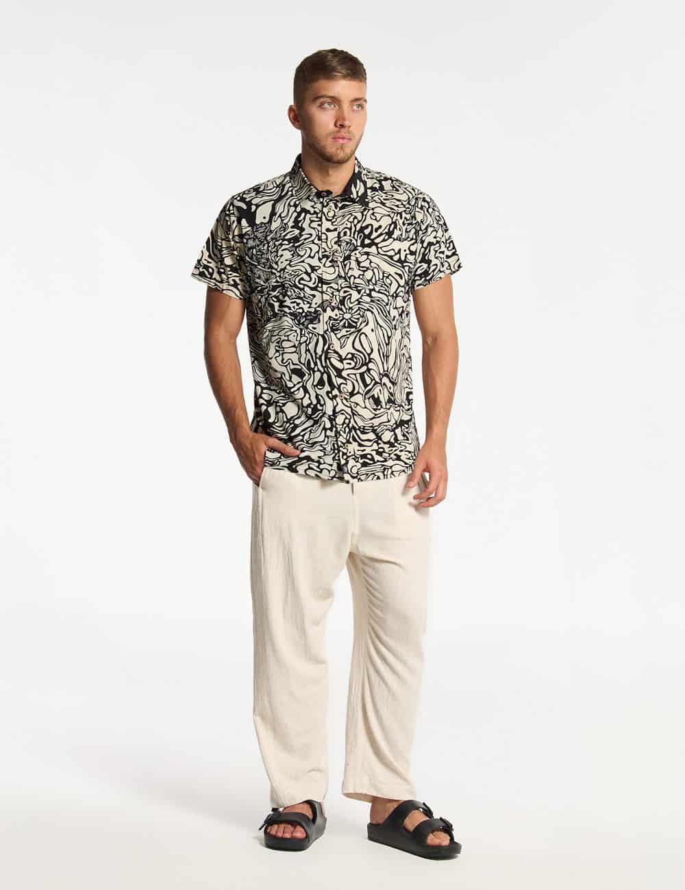 Camisa Regular Fit Pareidolia  negro + crudo Hombre - miniatura 3