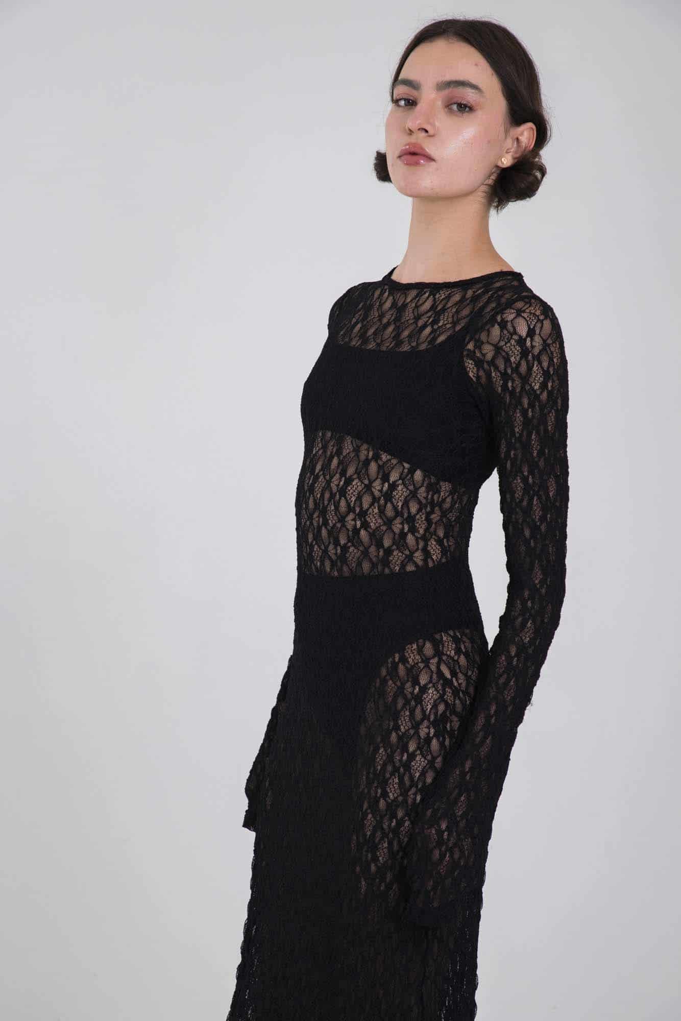 VITTORIA BLACK LACE DRESS - miniatura 8
