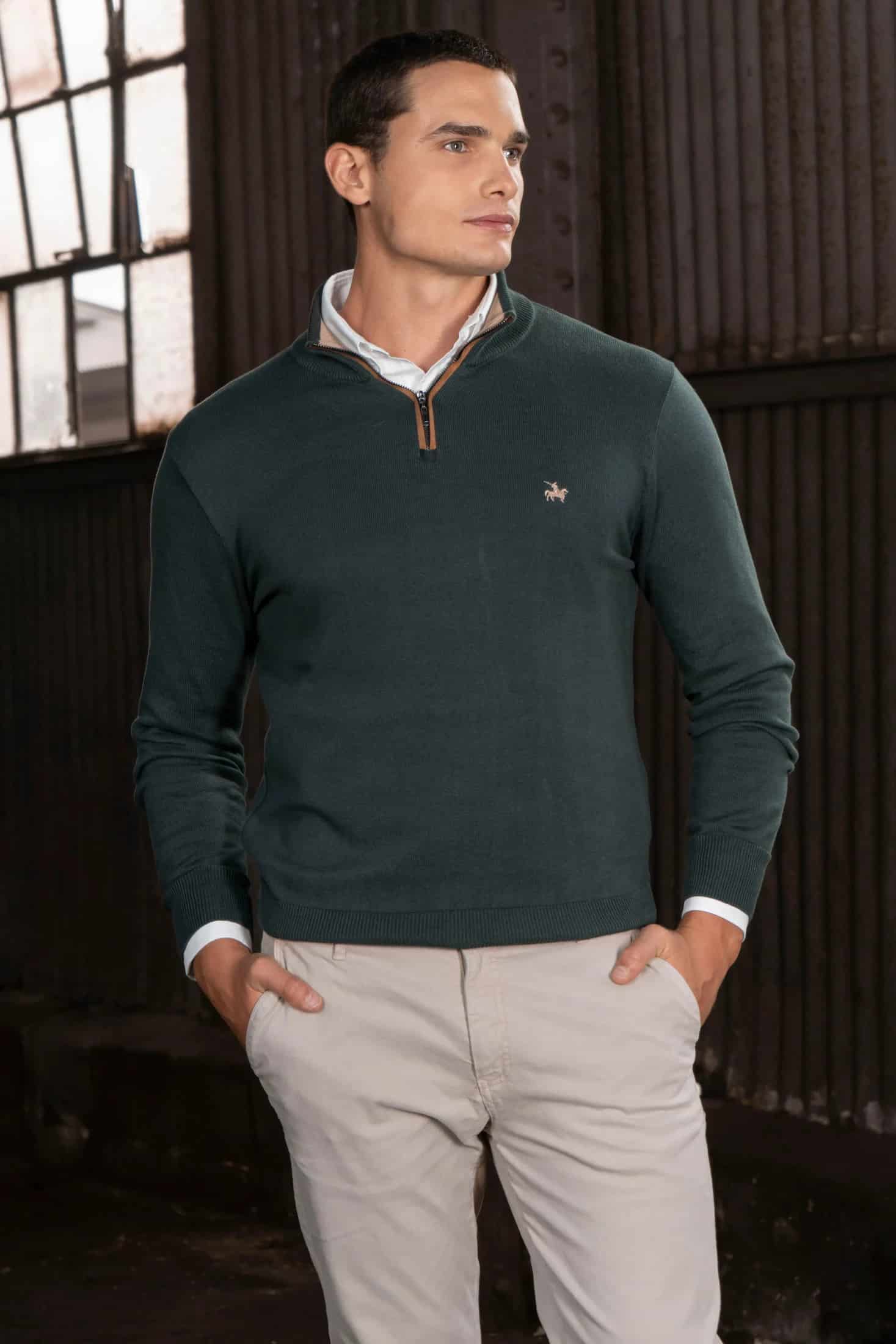 Suéter Halfzip Legacy Hombre Verde - miniatura 5