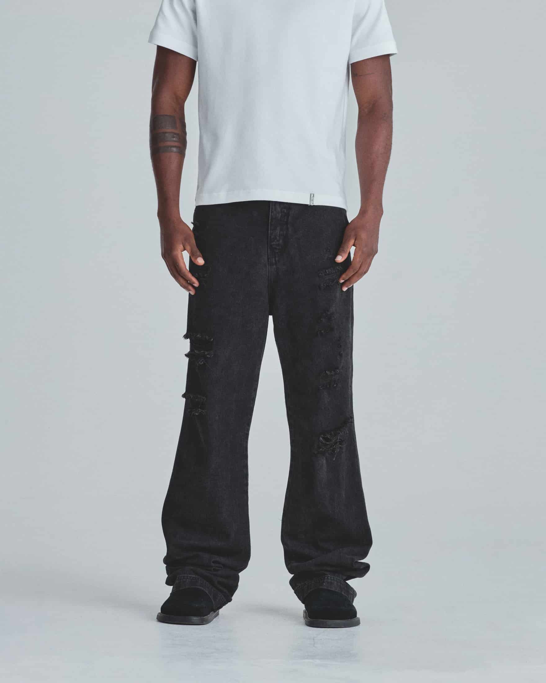 Line Basic Slim Fit Ripped Jeans Washed Black - miniatura 2