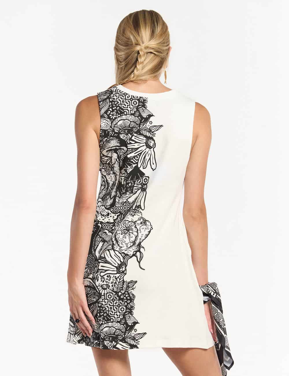 Vestido Corto cuello Alto Flora crudo Mujer - miniatura 14