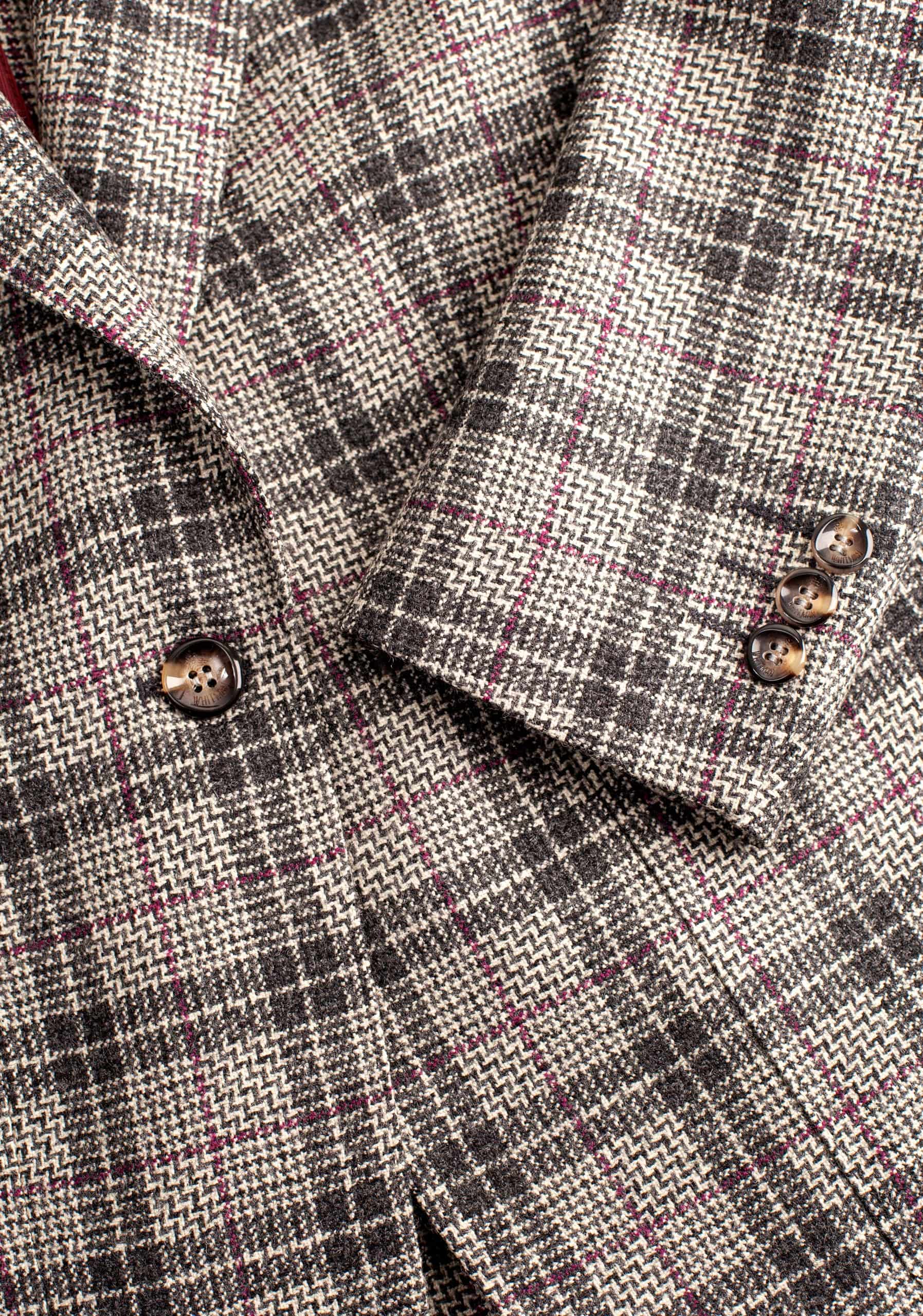 Blazer M Agatha Lana Cuadros Gris - Vino - miniatura 3