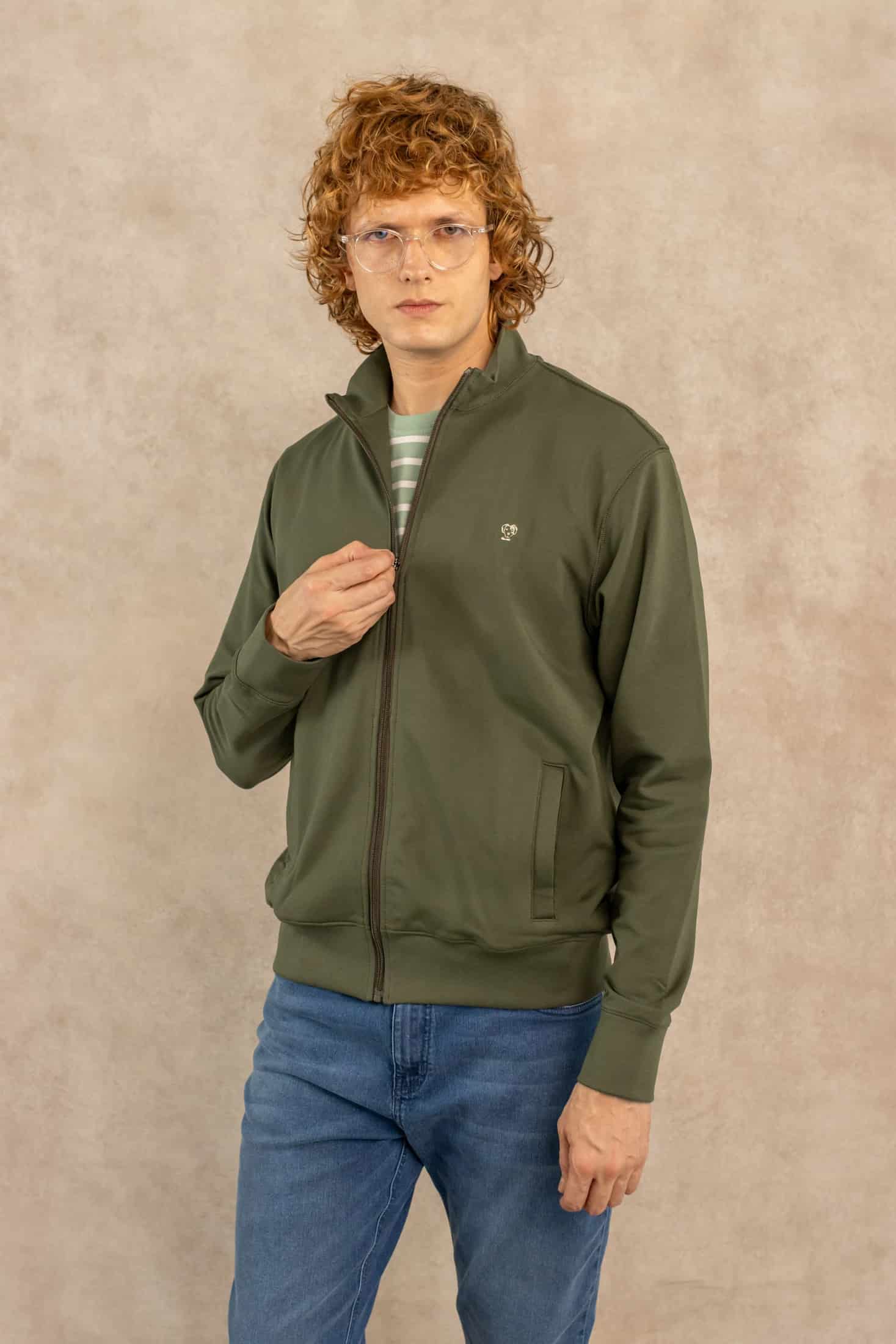 Full-Zip Antimanchas Verde Militar - miniatura 1