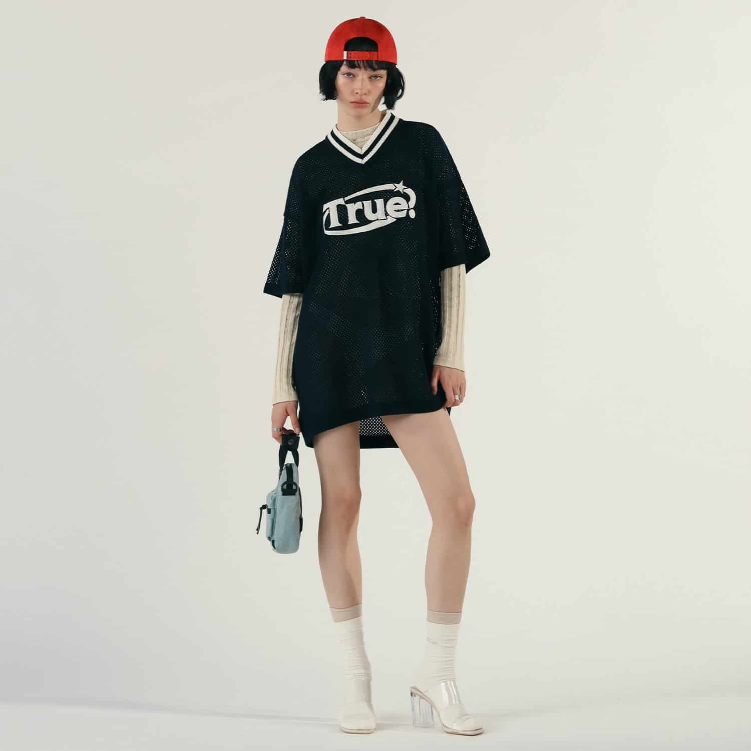 Oversized Knitted Jersey - Navy Blue - miniatura 3