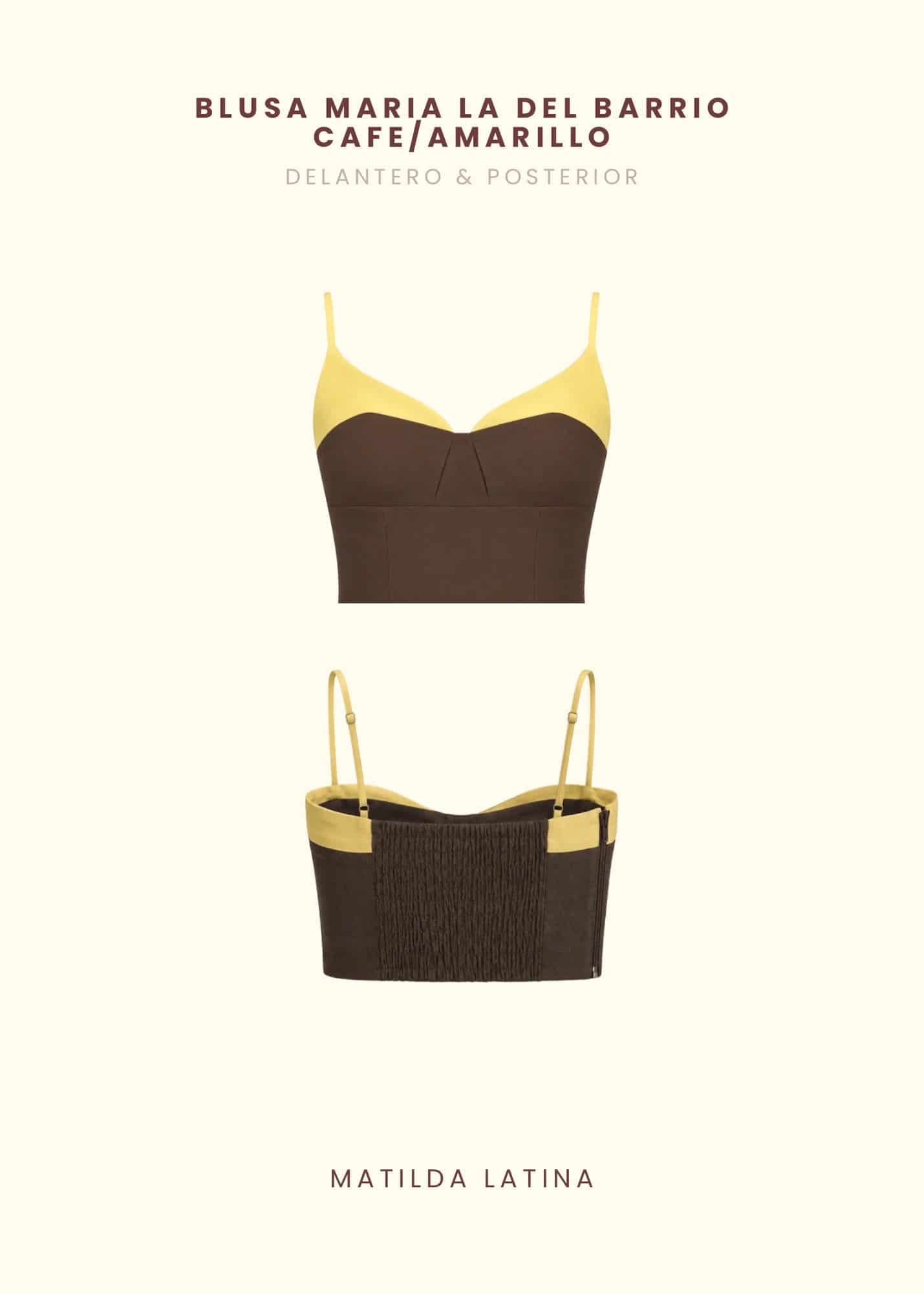 Blusa María La del Barrio Café/Amarillo - miniatura 2