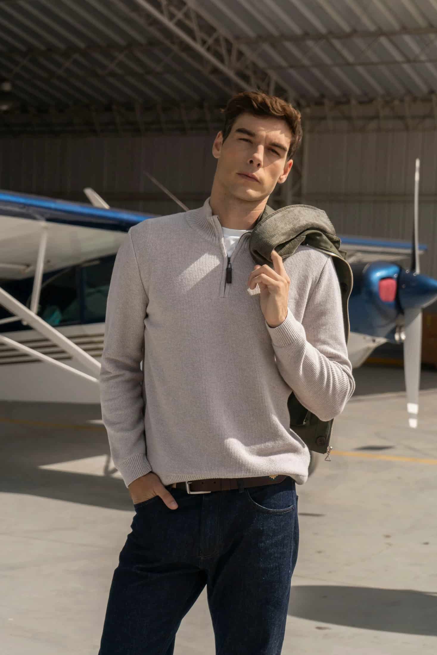 Suéter Halfzip Honey Hombre Arena - miniatura 1