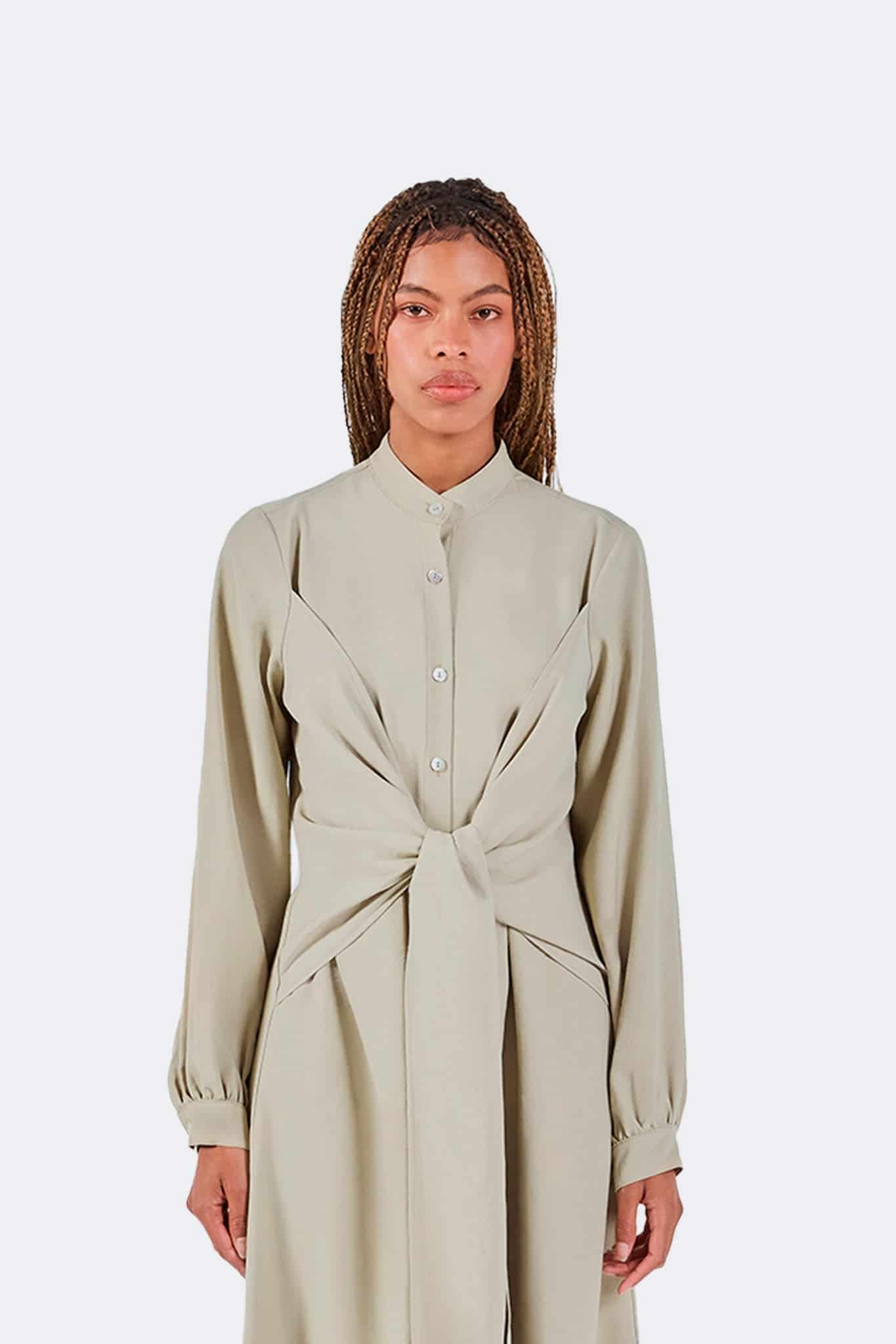 Vestido Zigze Anudado - Musgo - miniatura 2