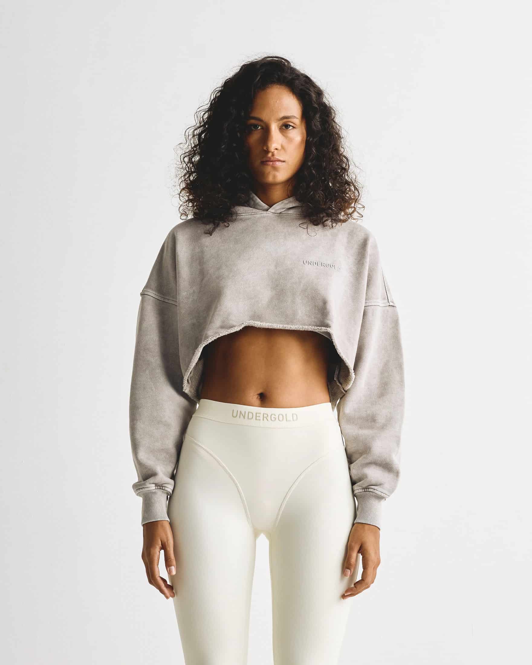 Line Logo Cropped Hoodie Washed Gray - miniatura 2