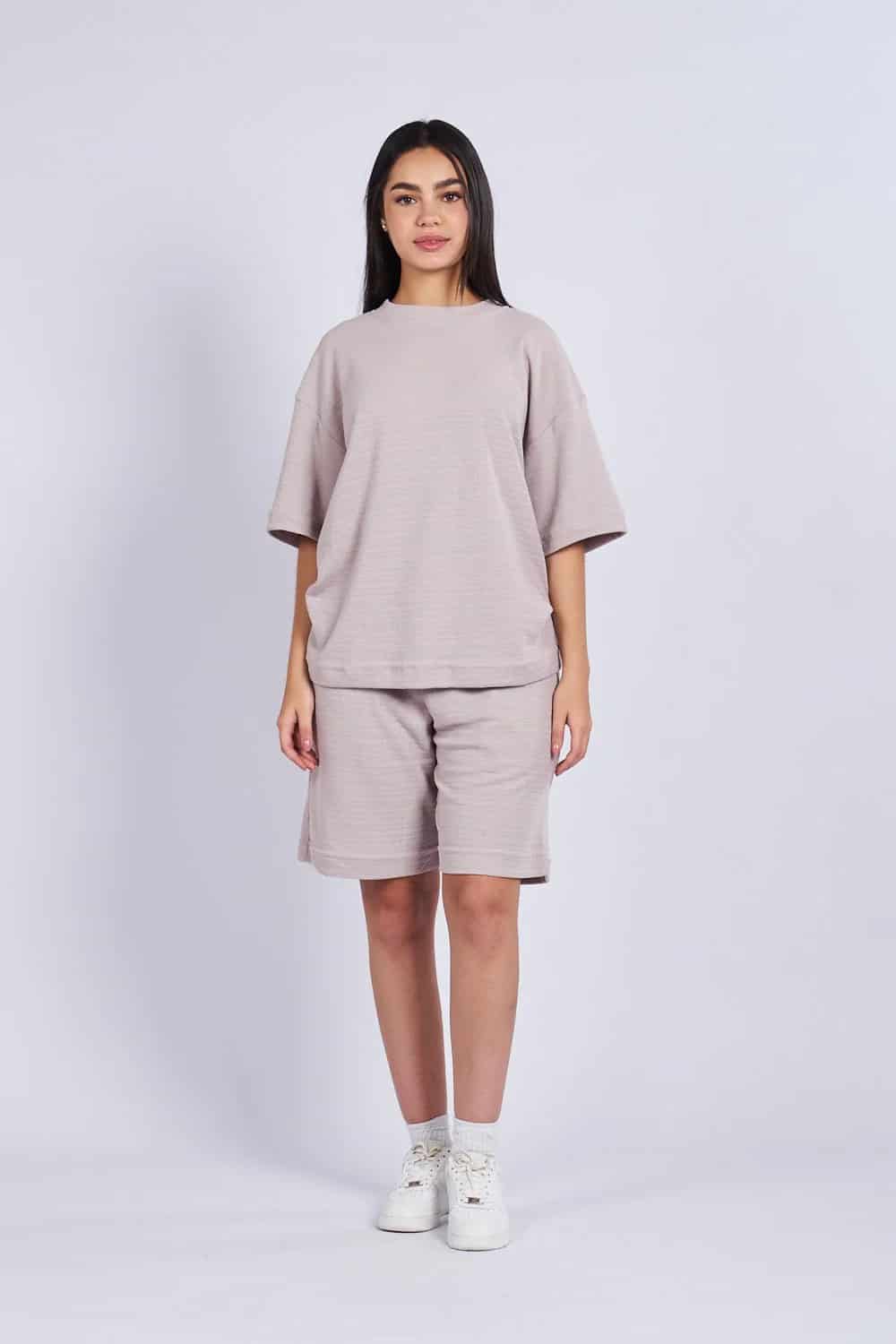 Camiseta oversize textura horizontal Caqui - miniatura 2