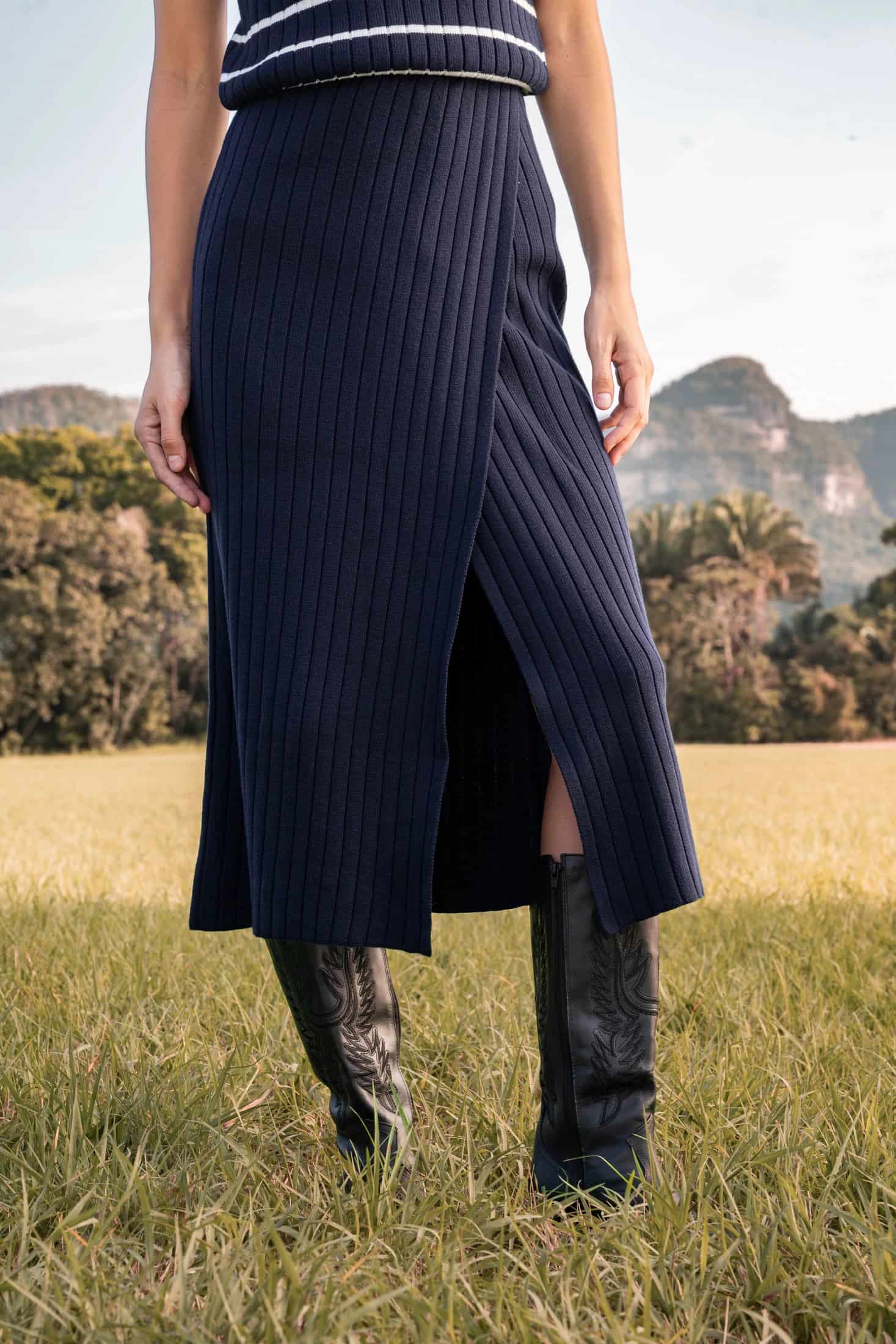 Falda Wrap Mujer Azul Oscuro - miniatura 1