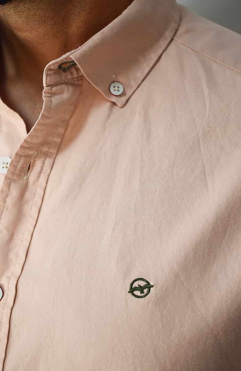 Camisa manga larga Oxford Salmón para Hombre - miniatura 2