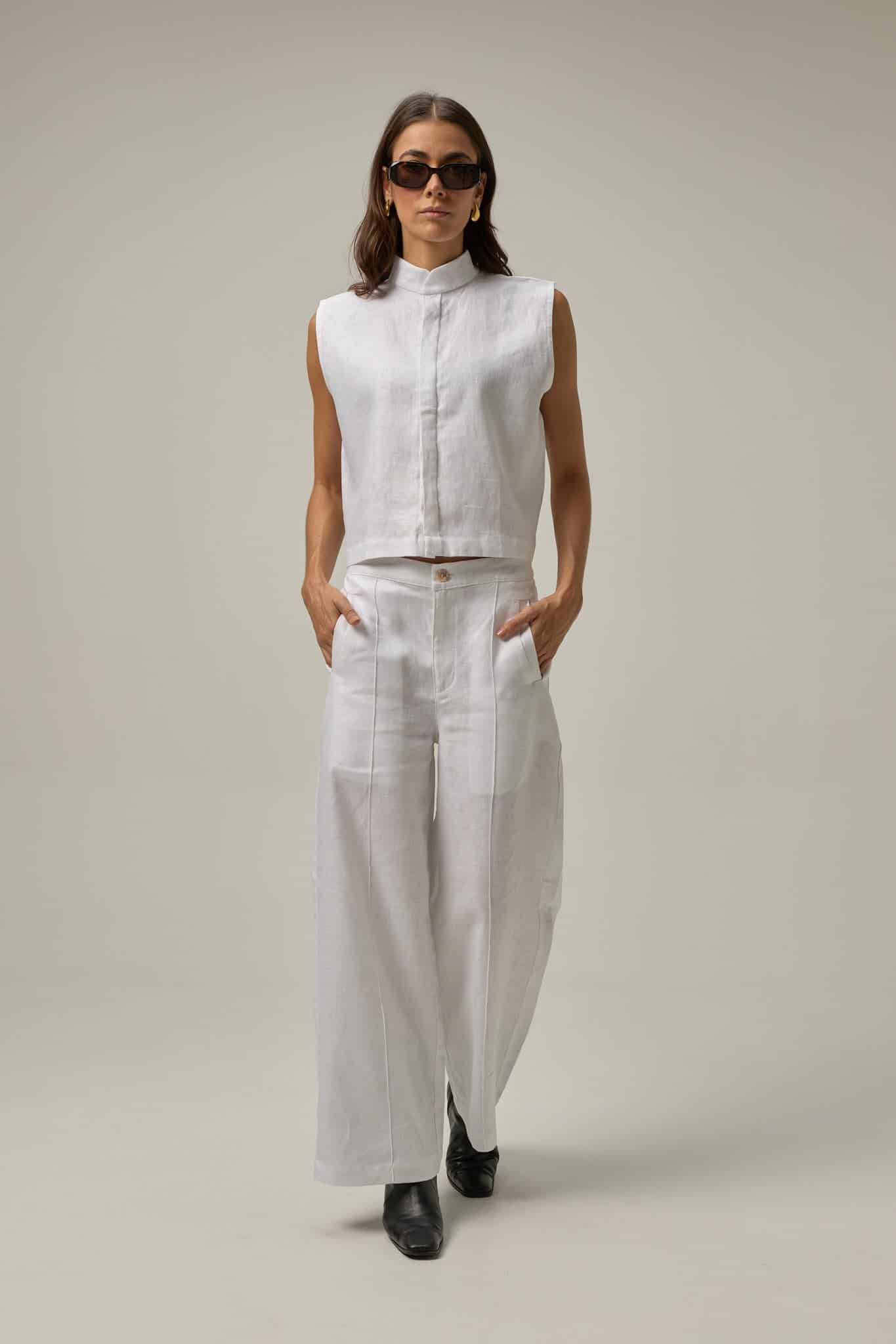 Chaleco Muse de lino | blanco - miniatura 3