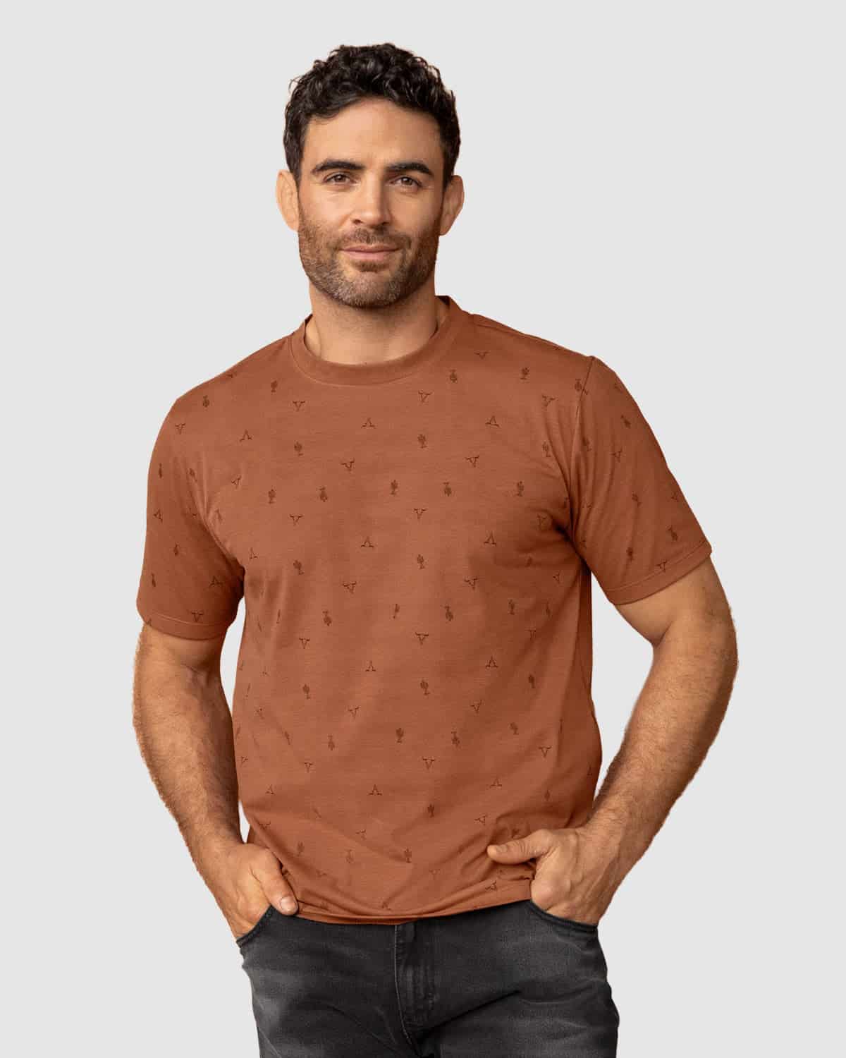 Camiseta manga corta con estampado continuo - miniatura 1
