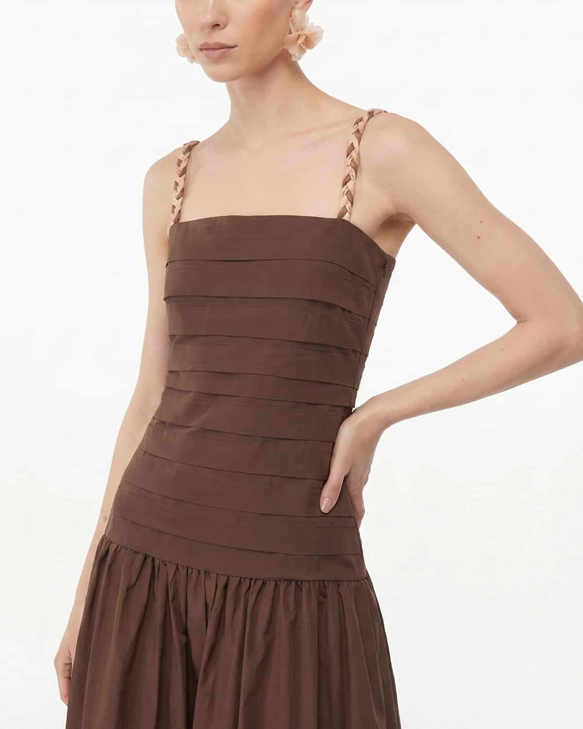 SONORA MIDI DRESS CHOCOLATE - miniatura 1