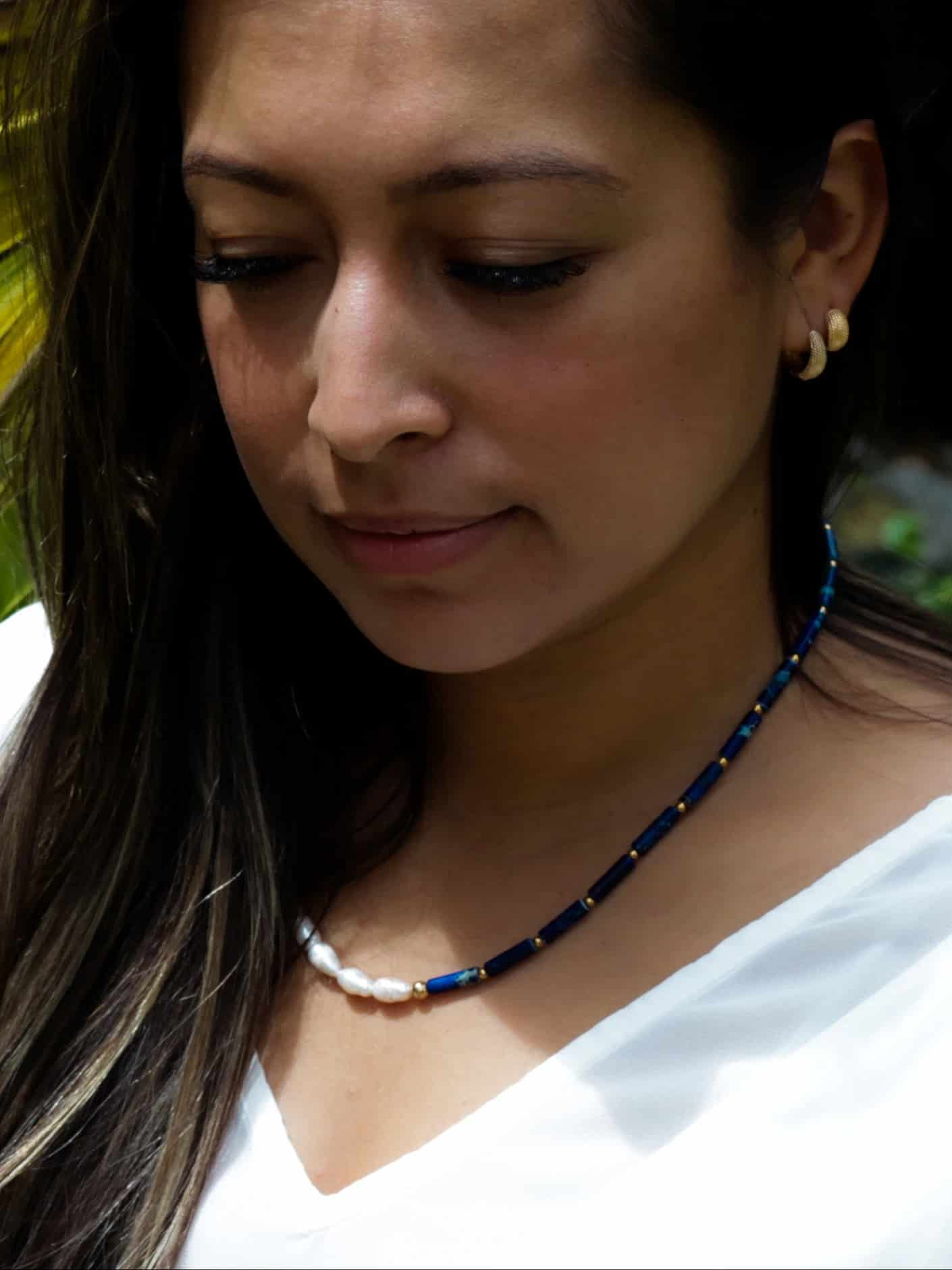 Collar Perla de Rio y Jasper Océano - miniatura 1