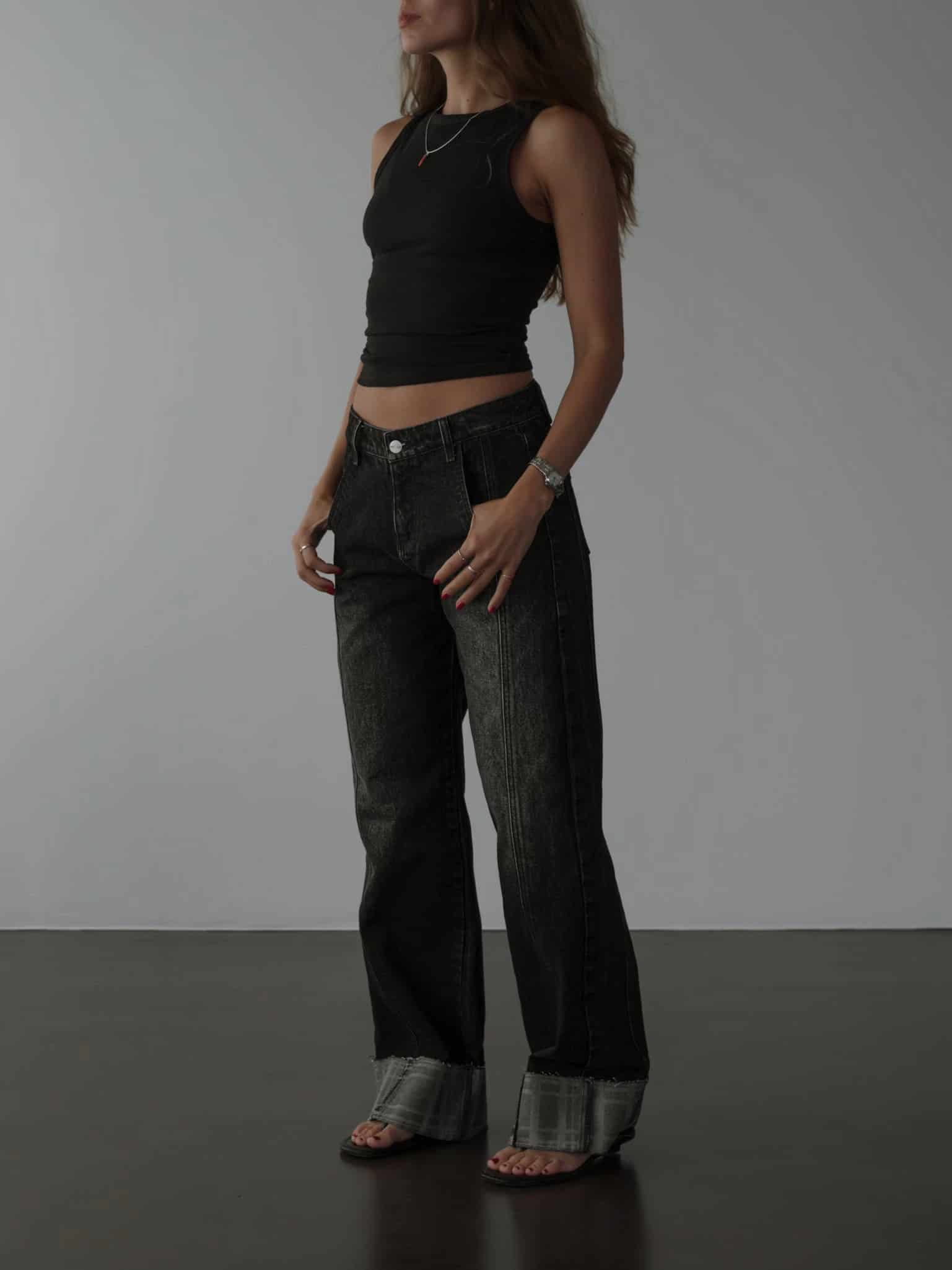 SQUARED CUFF JEAN - BLACK PEPPER - miniatura 3