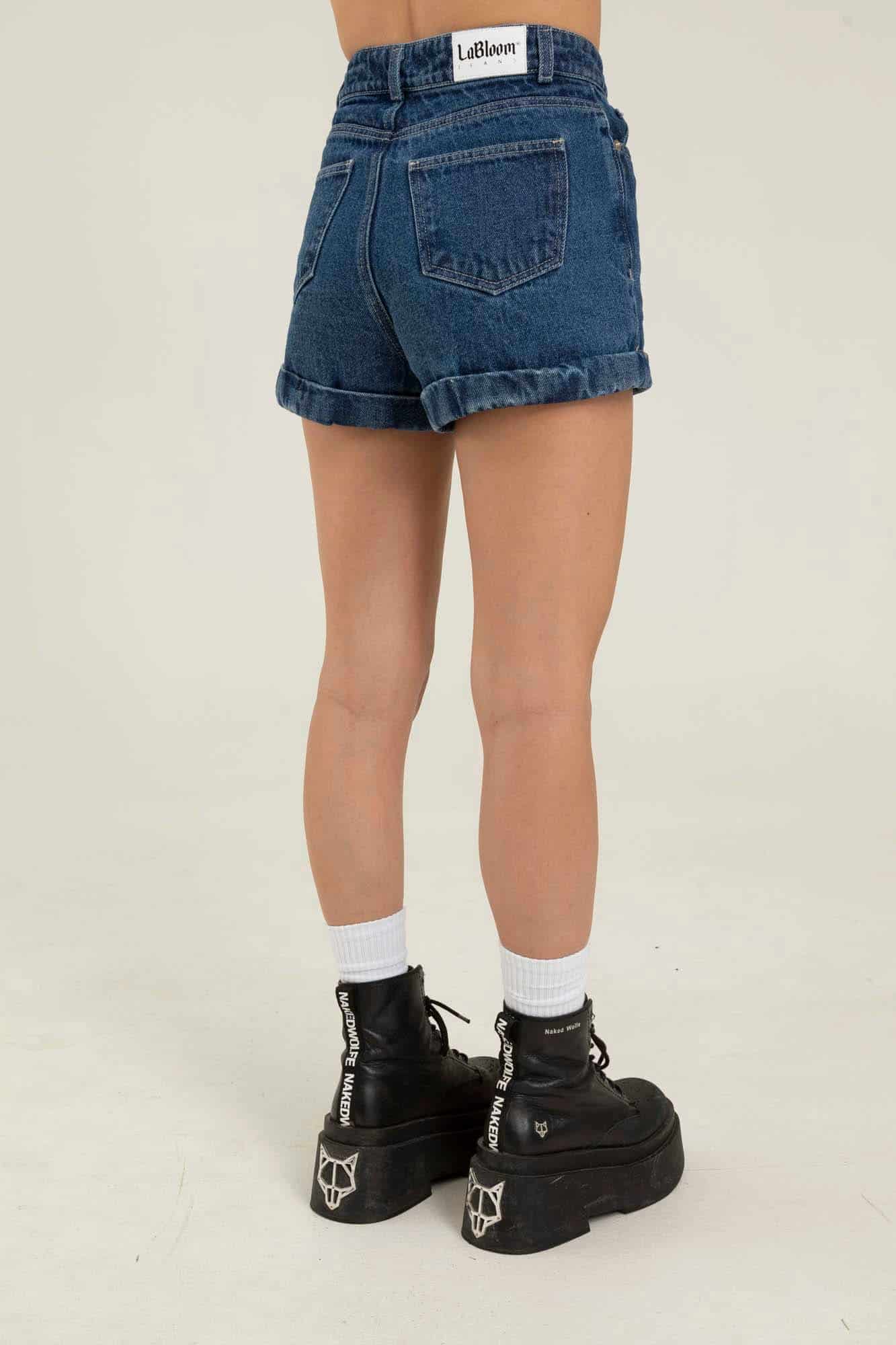 DARK BLUE DENIM SHORT - miniatura 4