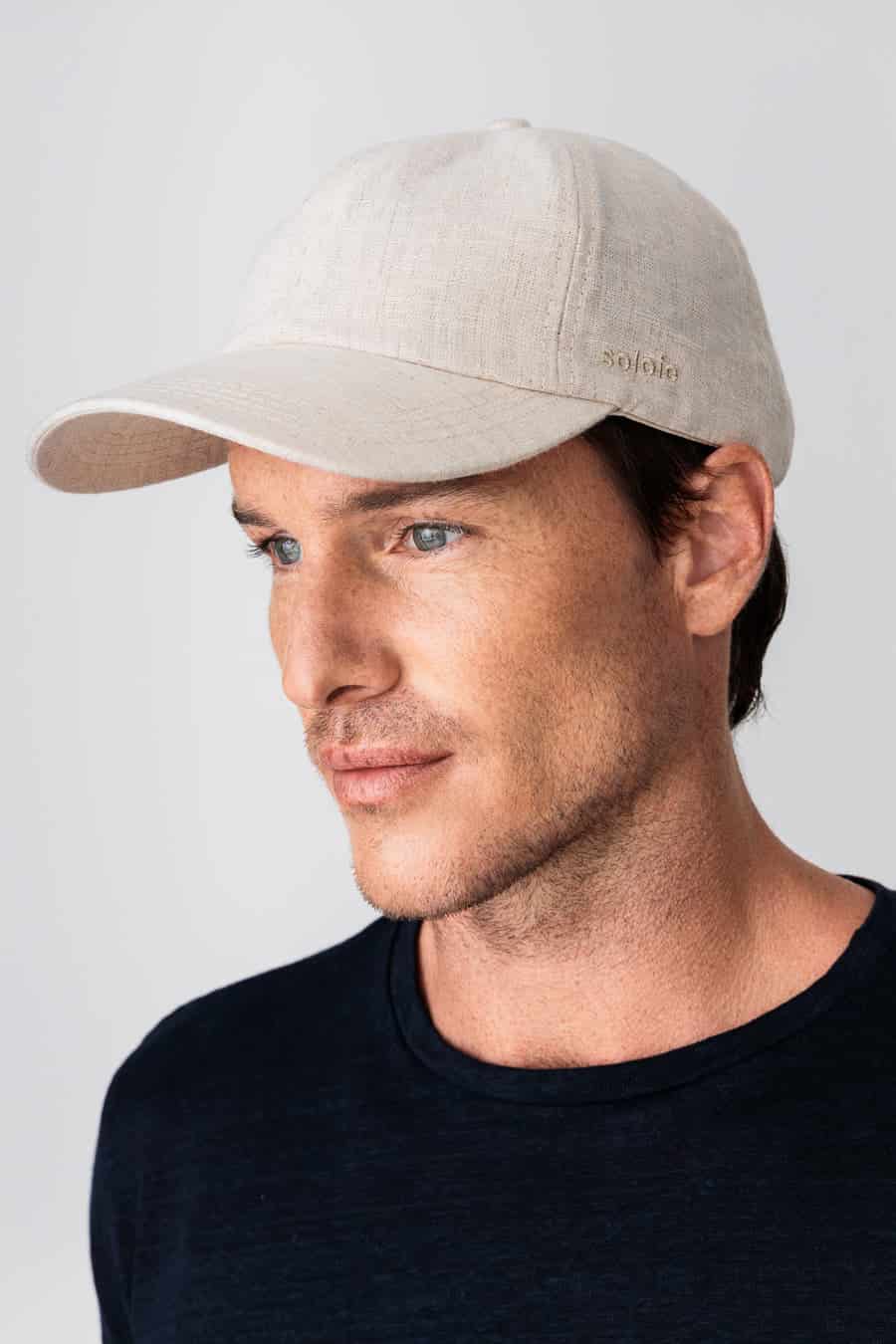 Men's linen cap beige - miniatura 1