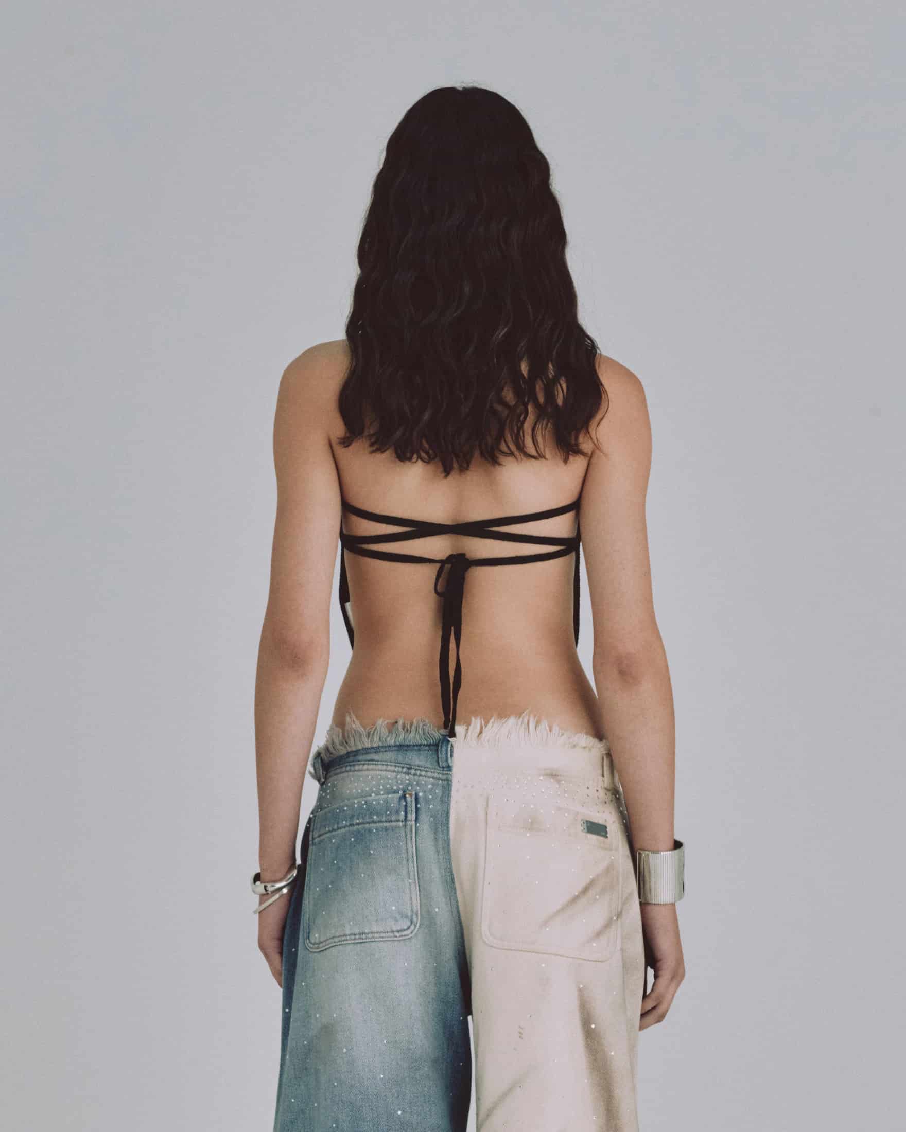 W Basics Knit Strap Top Black - miniatura 7