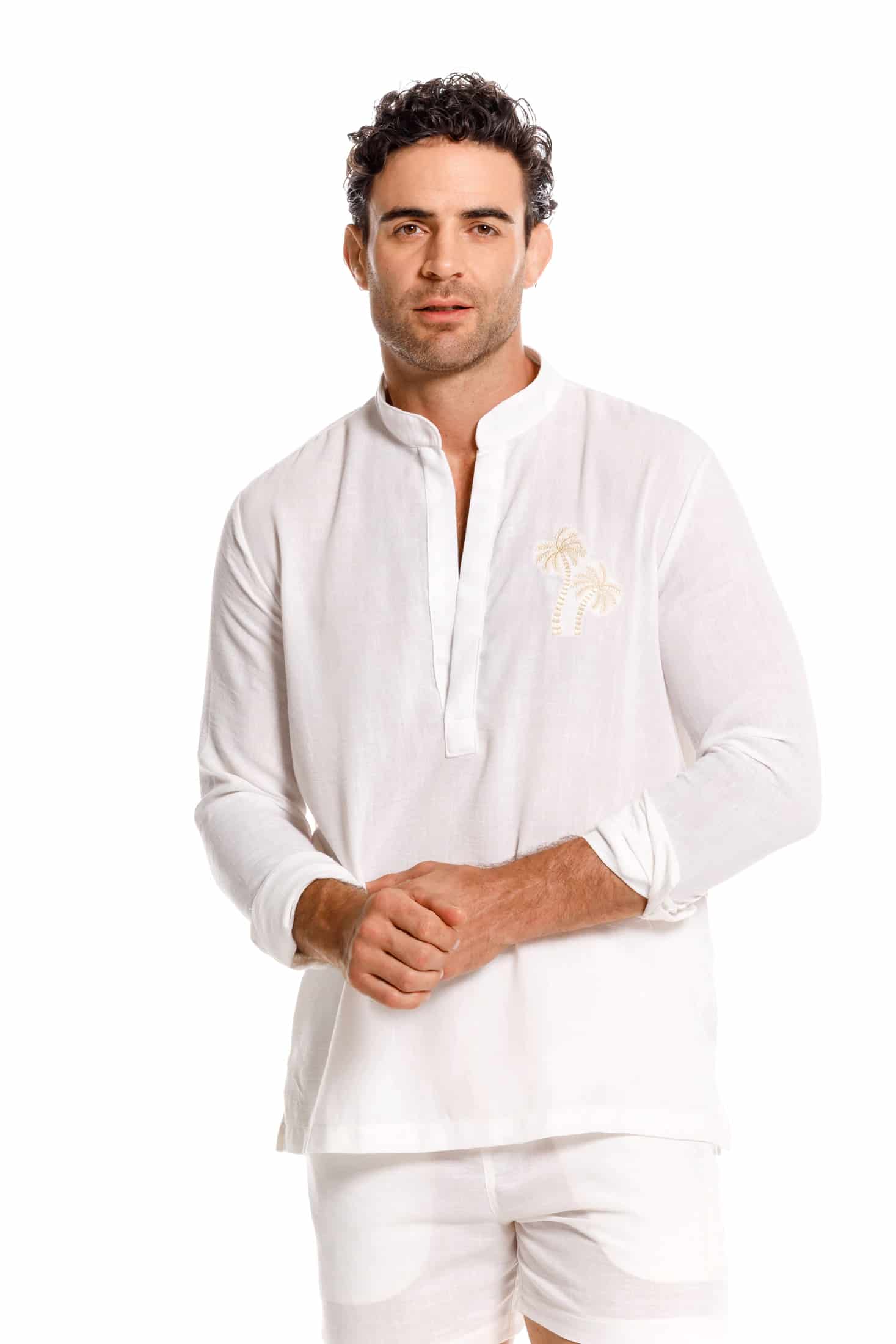 Camisa Nerú Hombre Palmera Bordada - miniatura 1