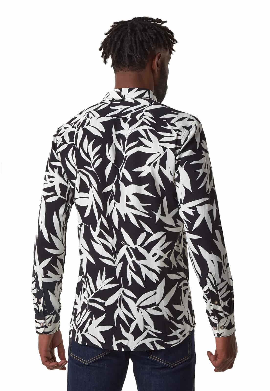 Camisa manga larga negra con maxiestampado floral - miniatura 2