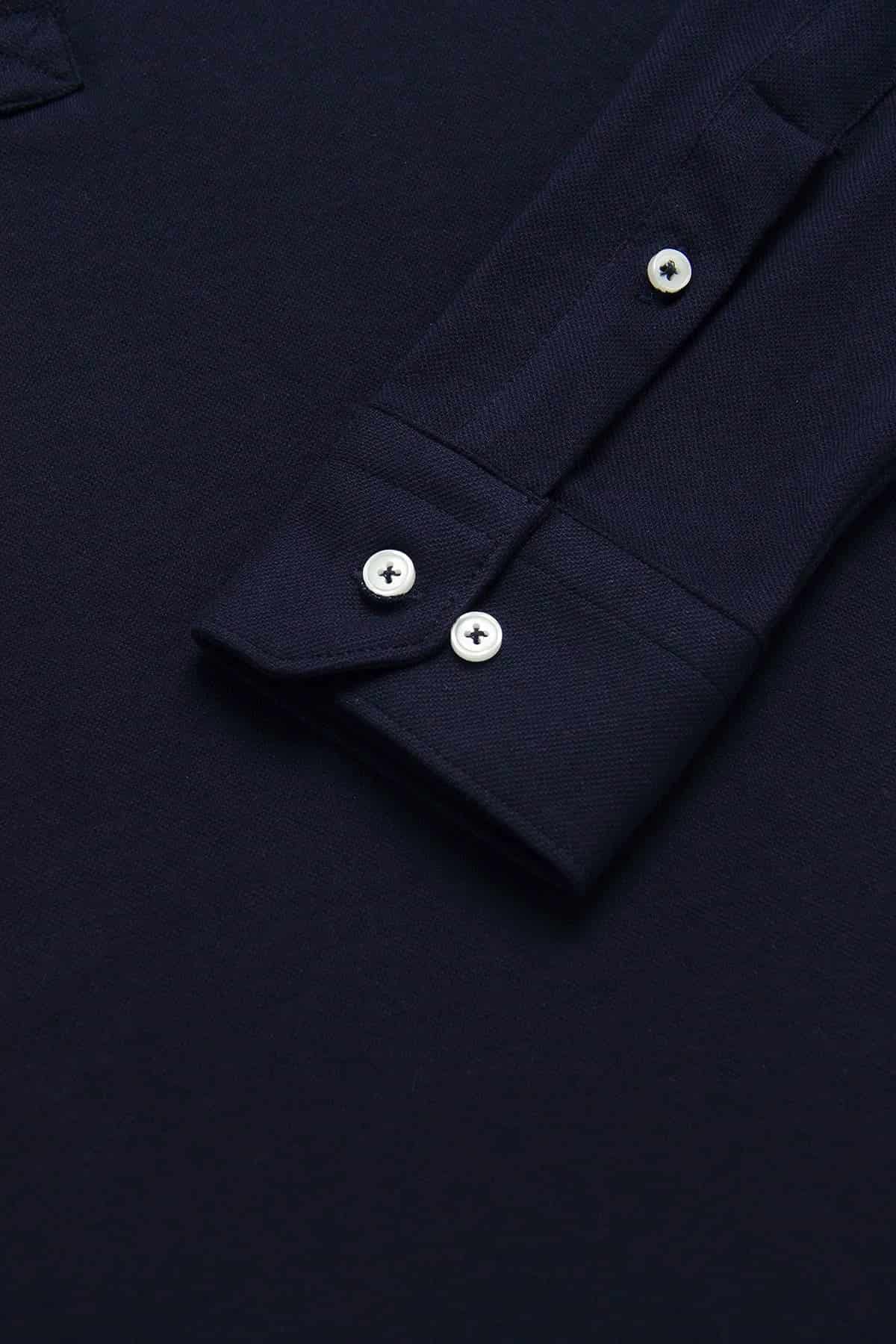 Camisa Piqué Polera Algodón Azul Oscuro - miniatura 3