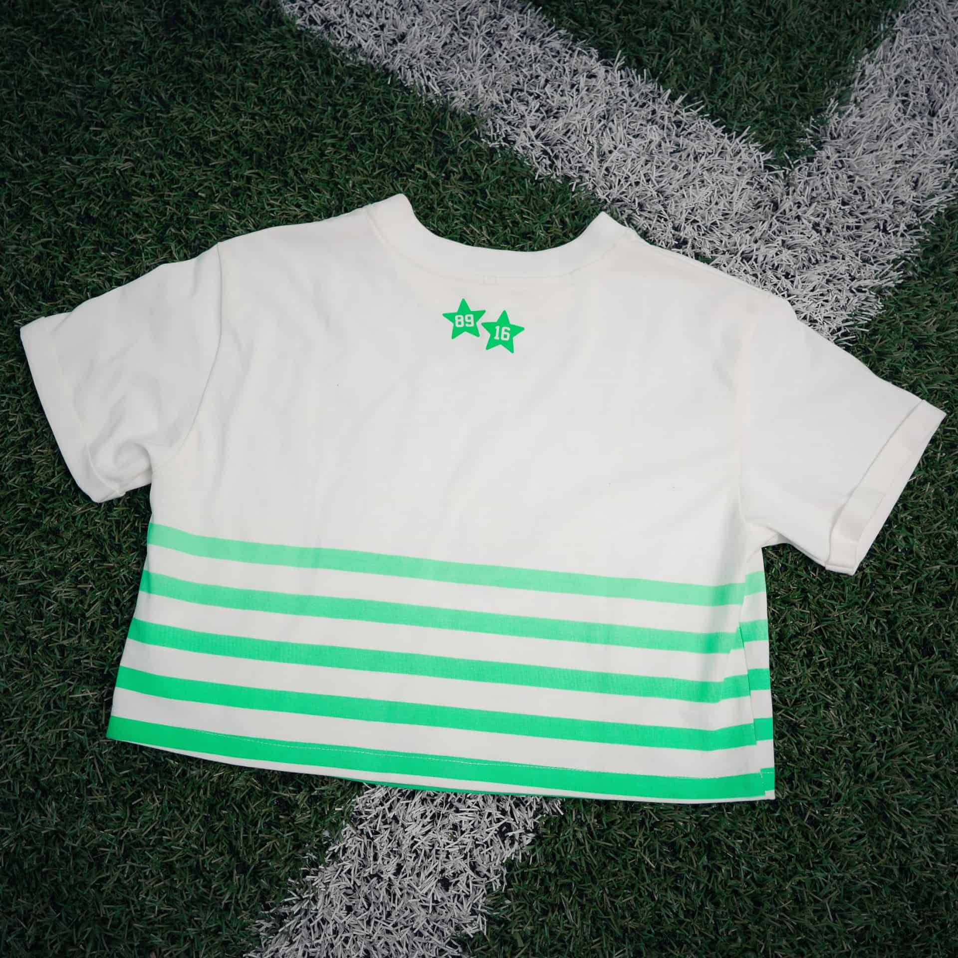 CAMISETA CROP RAYAS VERDES MUJER - miniatura 2