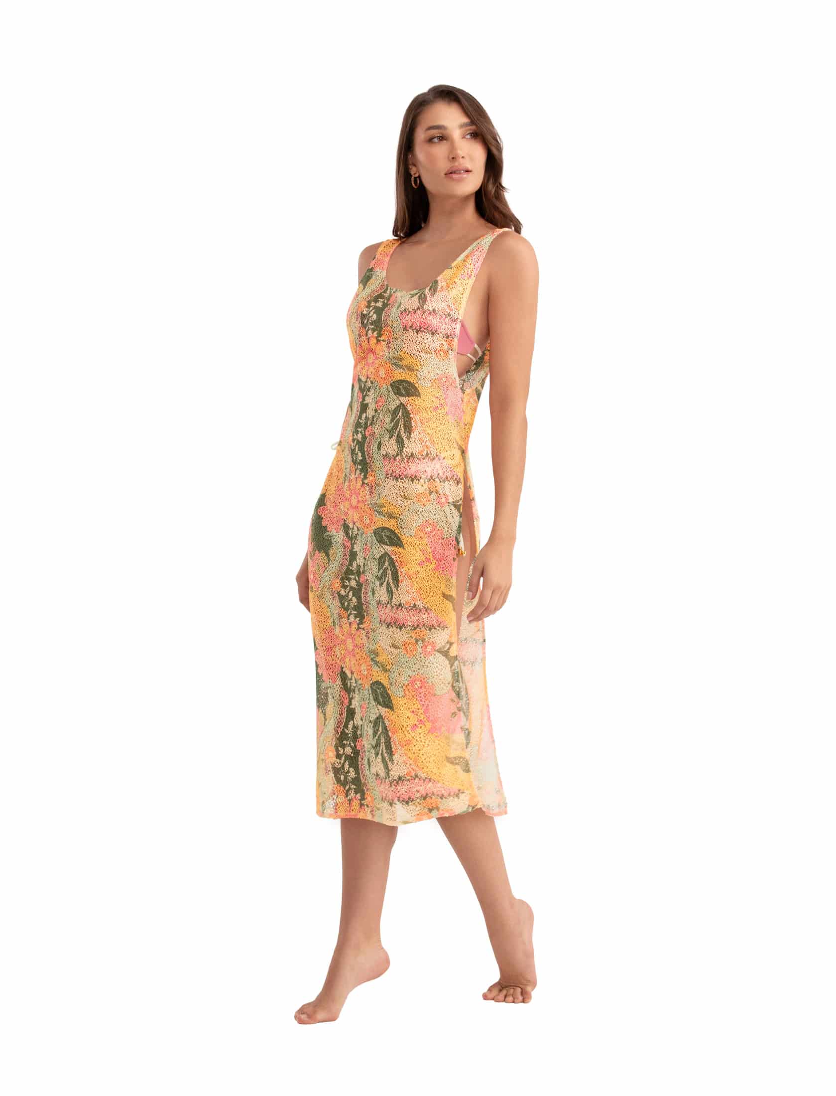 SALIDA DE BAÑO VESTIDO 47535 - EN MALLA ESTAMPADA - miniatura 1