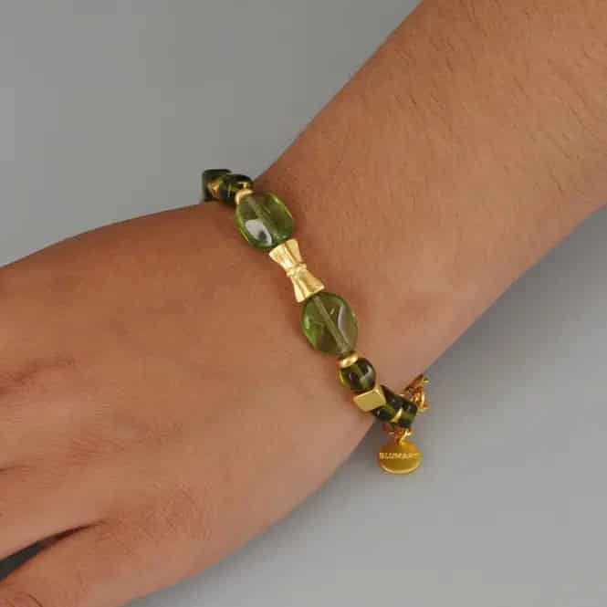 Pulsera cristal checo 14x10 verde oliva y cubo tortoise - miniatura 2