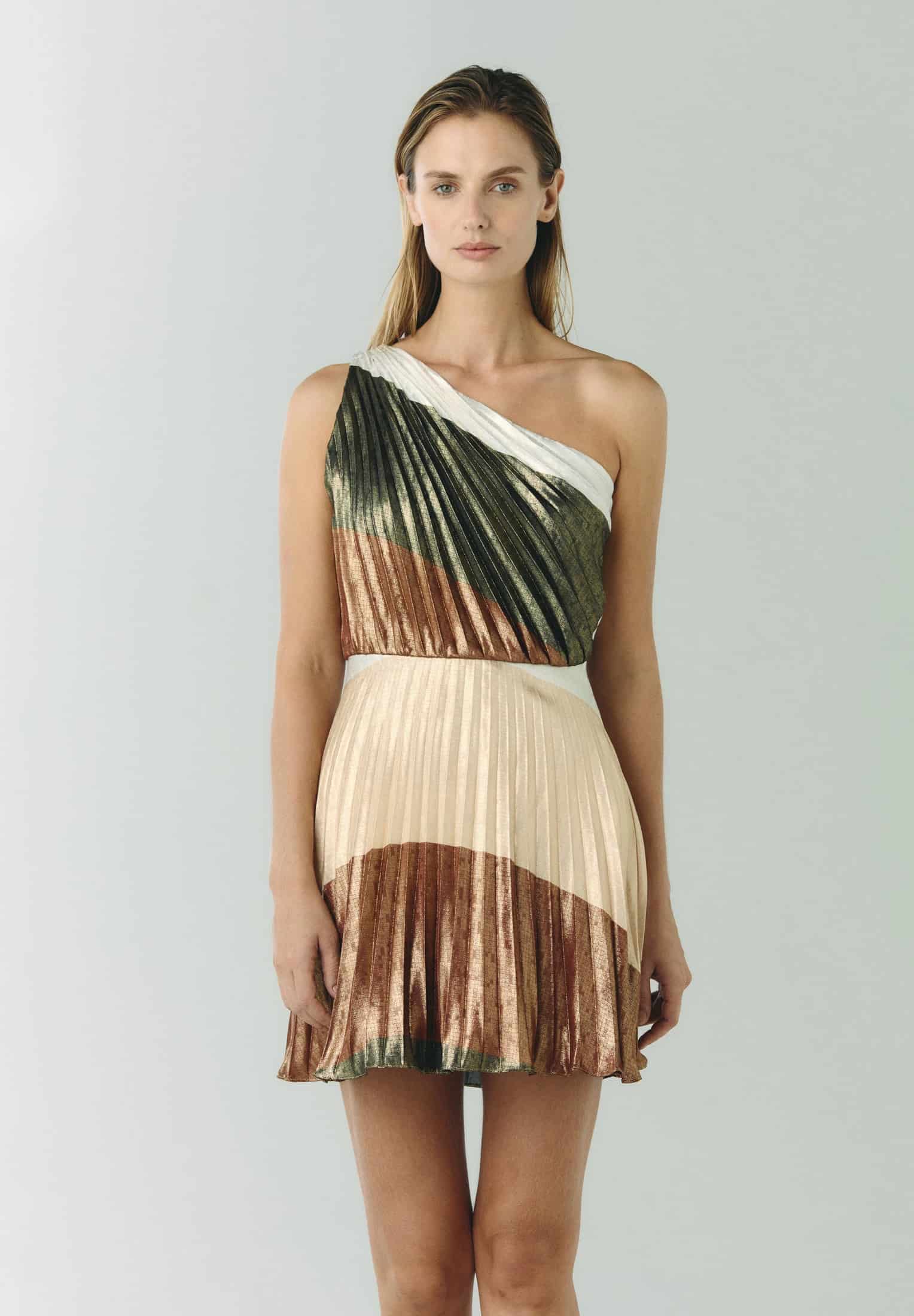 Amaral Silk Jacquard Mini Dress / Terra Stripes - miniatura 1