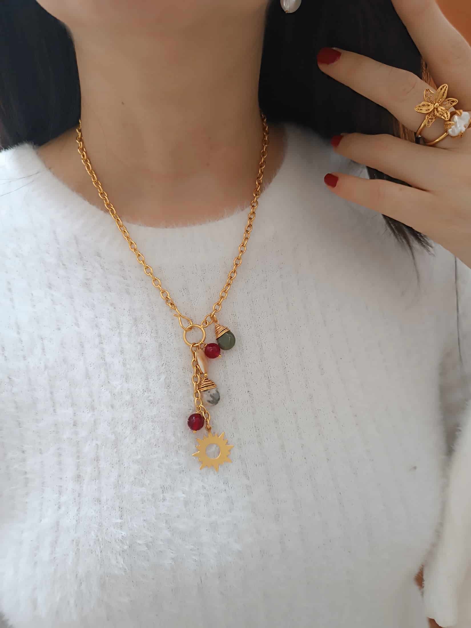 Cadena medianas y dijes con ágatas Zuleima - miniatura 2