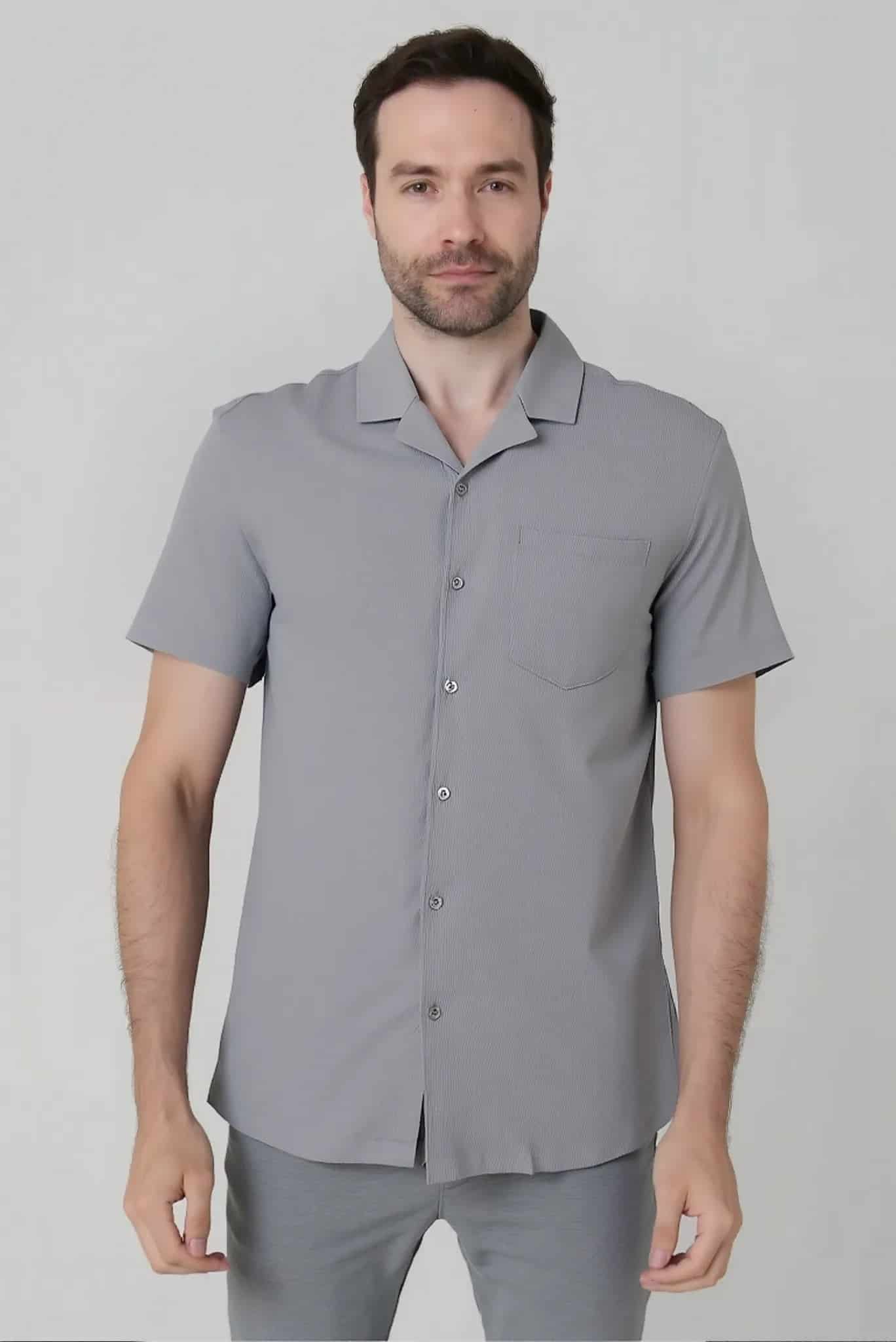 Camisa con textura manga corta para hombre Jon Sonen 087224001 - miniatura 2
