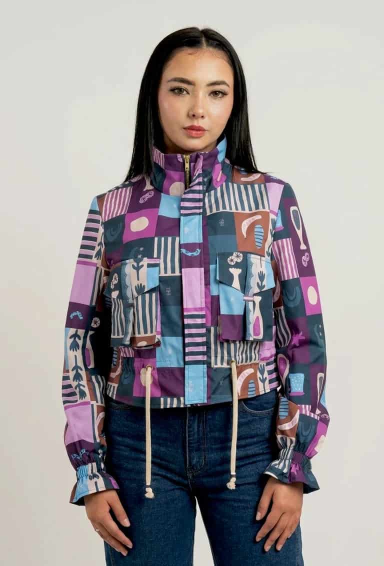 Chaqueta corta estampada morado - miniatura 5