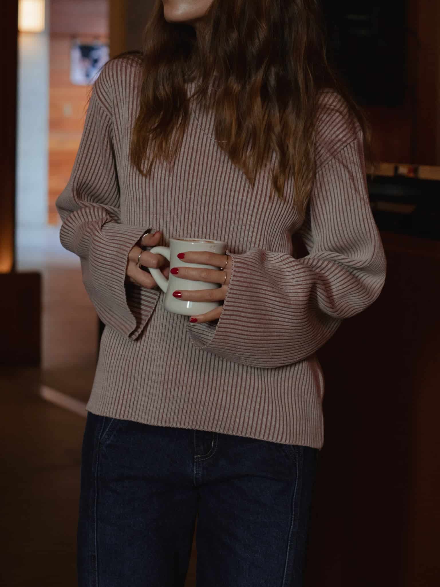 CHUNKY RIB SWEATER - NATURAL & BROWN - miniatura 2