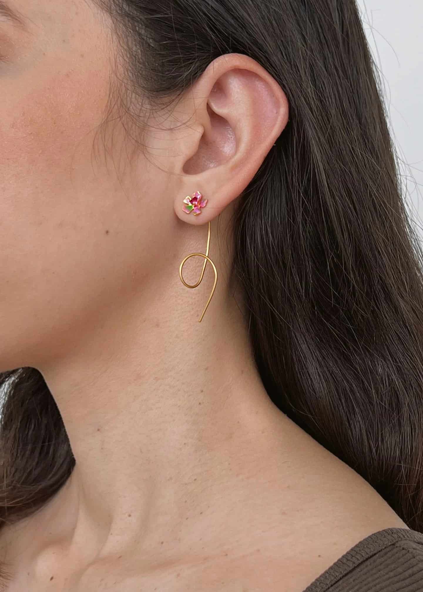 Aretes bromelia micro Dorado - miniatura 2