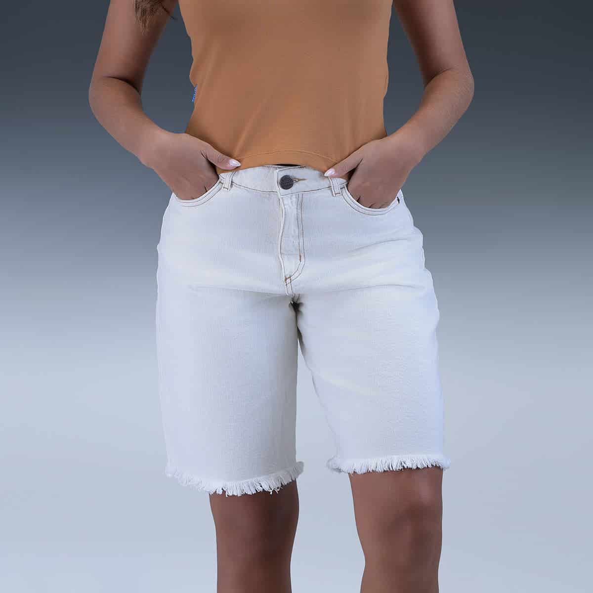 Short Blanco Denim Mujer - miniatura 1