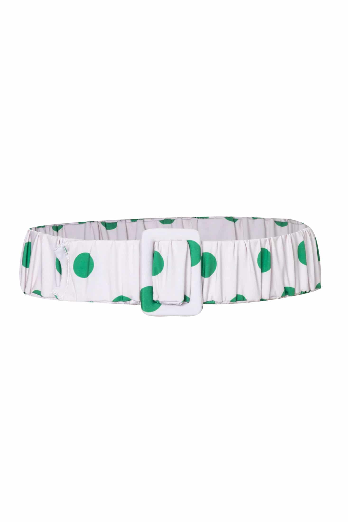 Ruched Belt / Green Polka - Ivory - miniatura 1