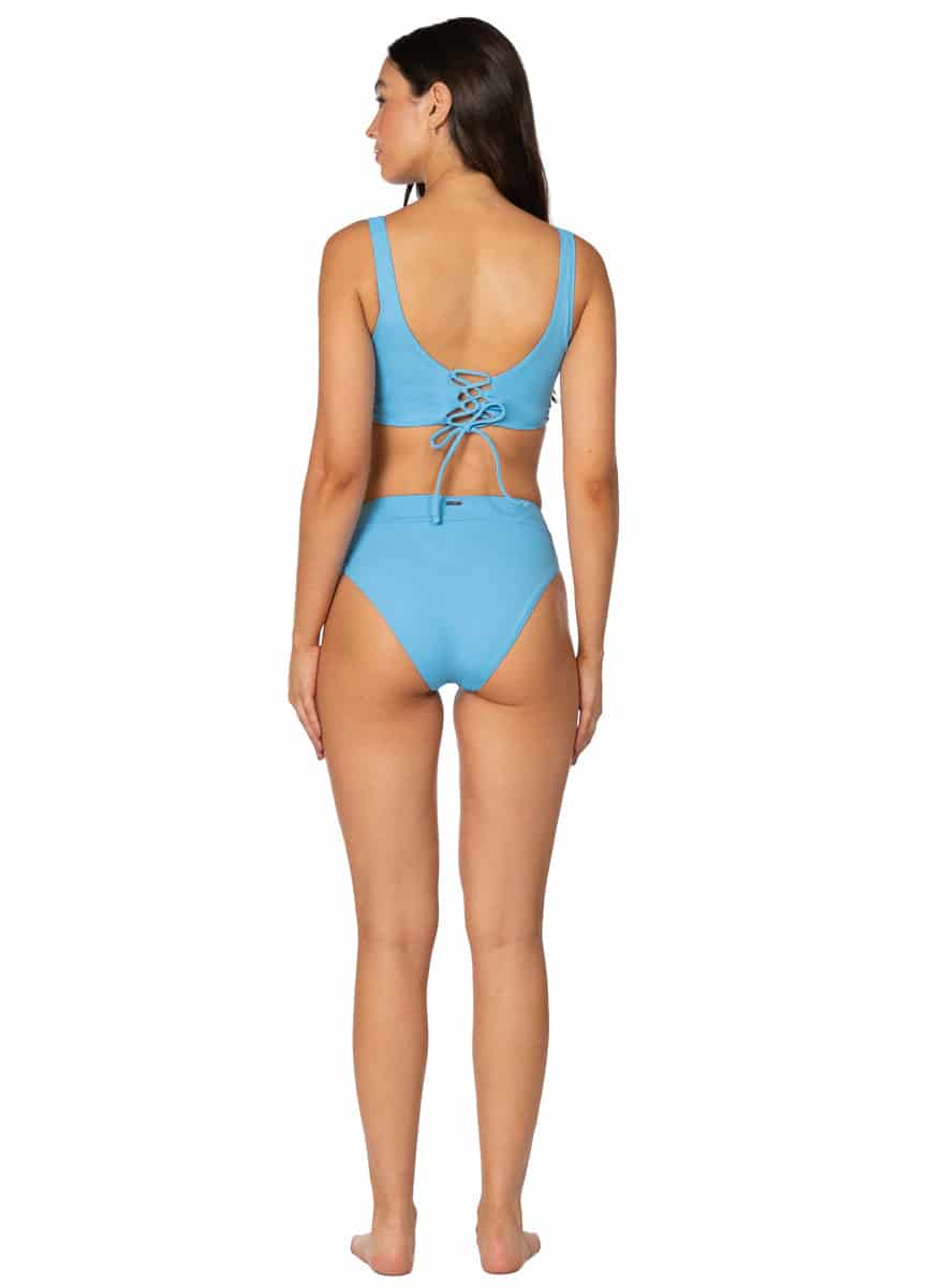 Maaji Stone Blue Allure Long Line Triangle Bikini Top - miniatura 8