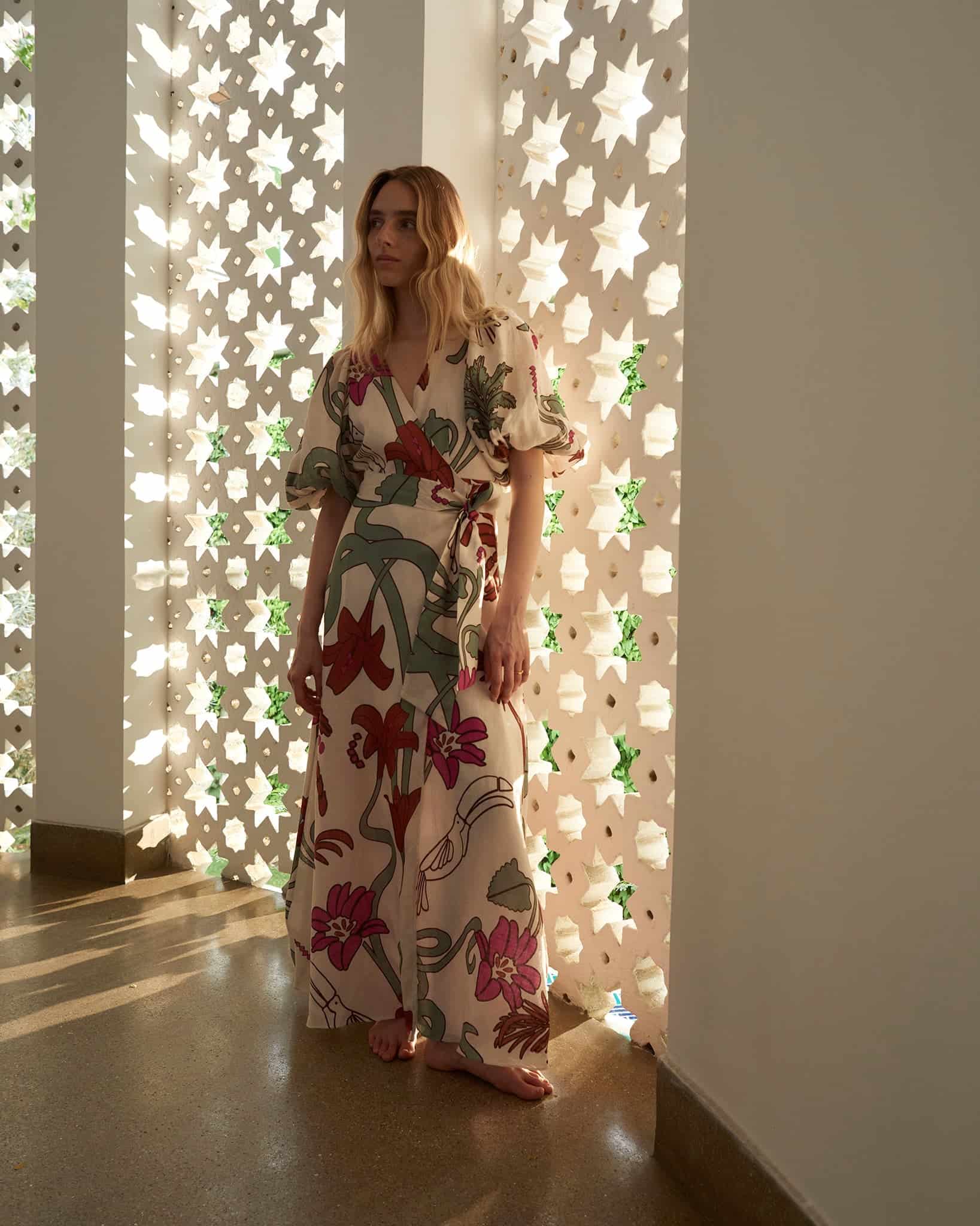 Ermita Wrap Linen Dress / Fuchsia Garden - miniatura 2