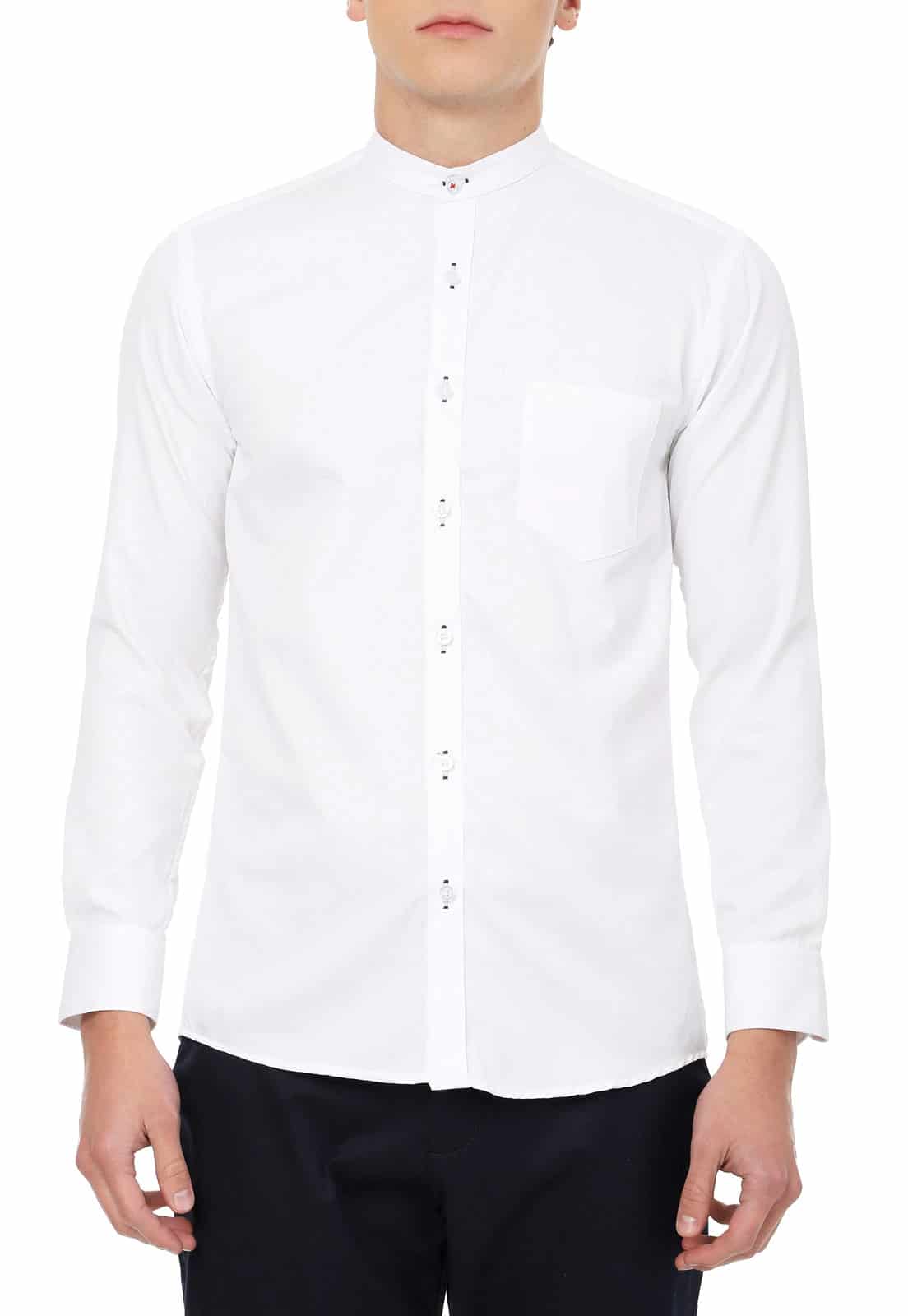 Camisa cuello nerú  blanca slimfit - miniatura 3