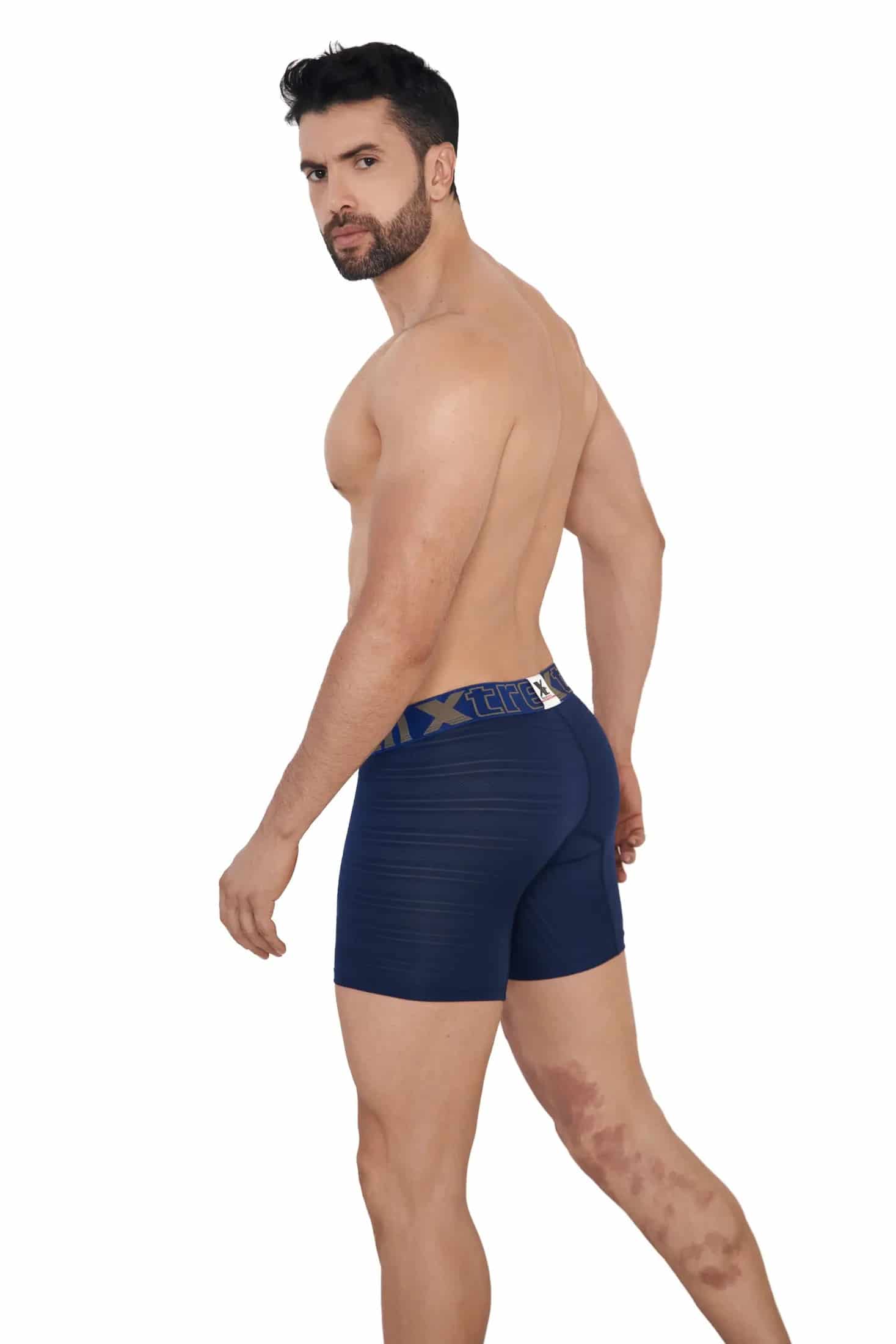 BOXER LARGO MICROFIBRA JACQUARD AZUL OSCURO - miniatura 2