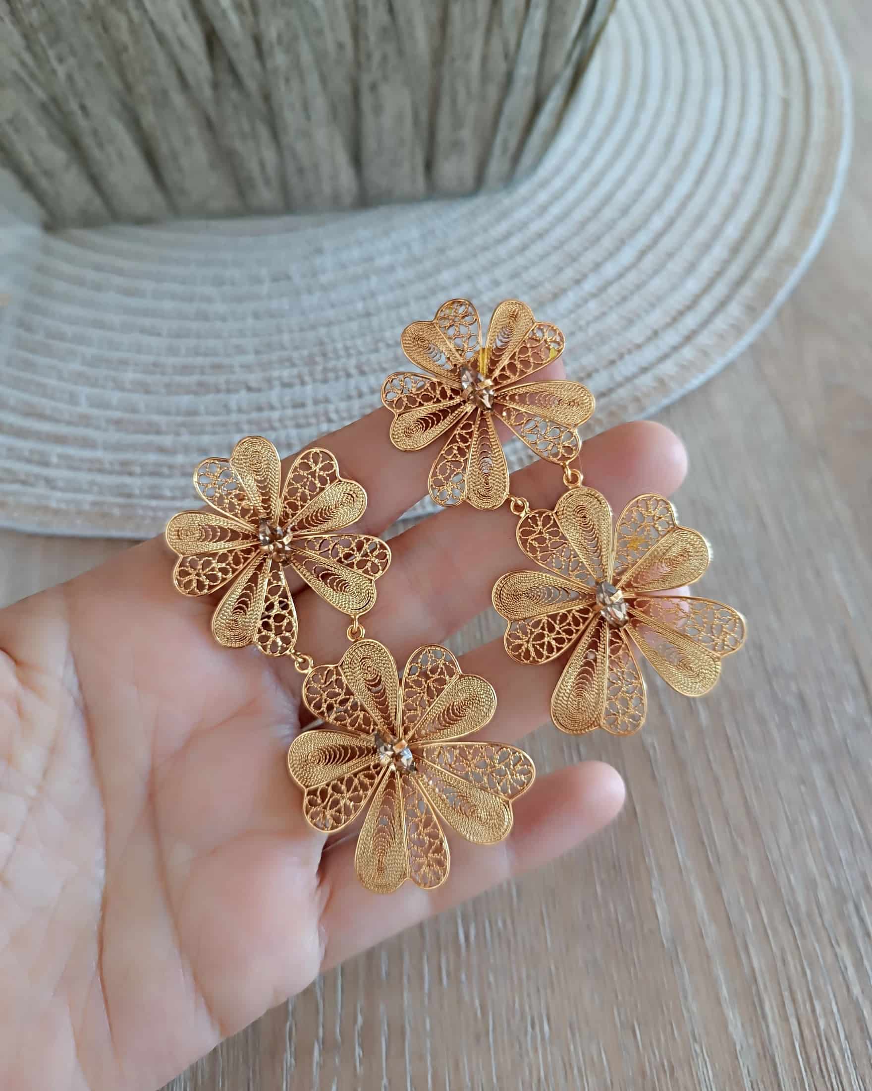 Aretes doble flor Chiara - miniatura 3