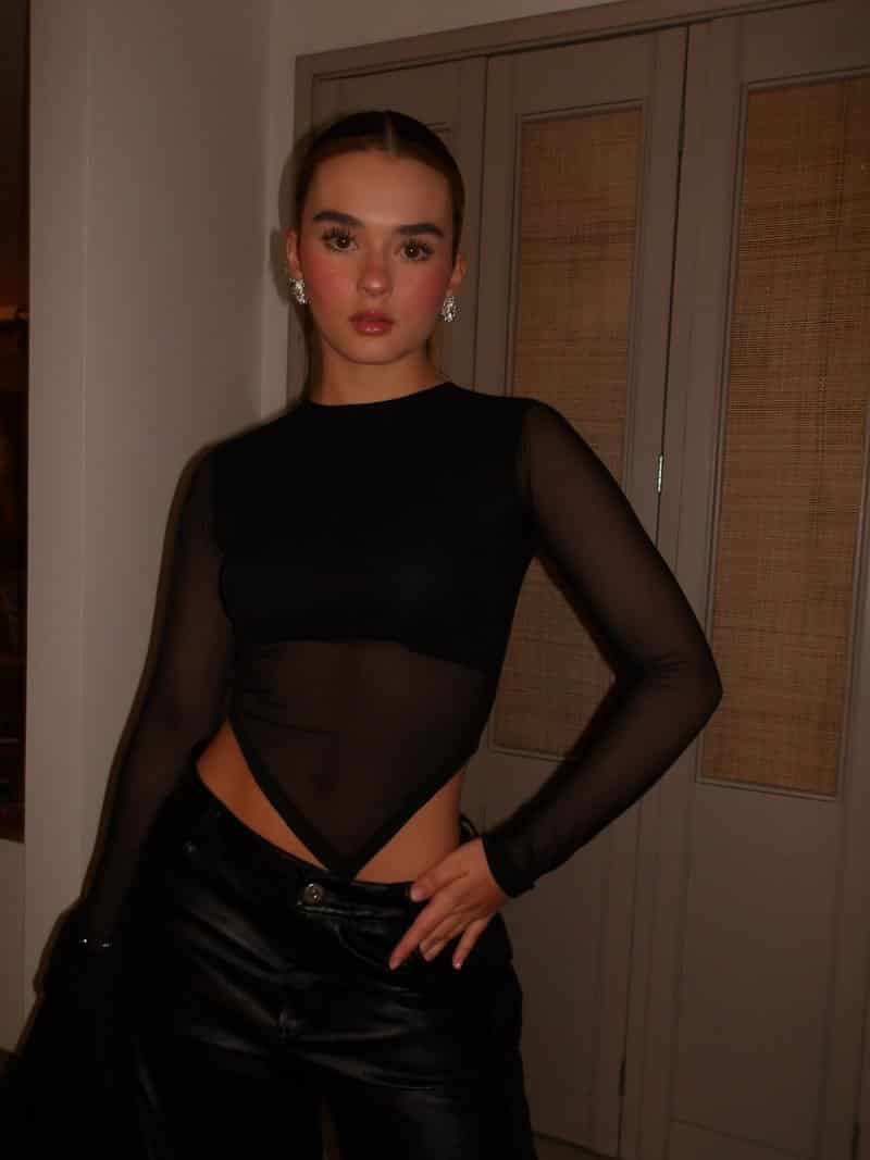 Crop Top en tull Nara - Negro - miniatura 1