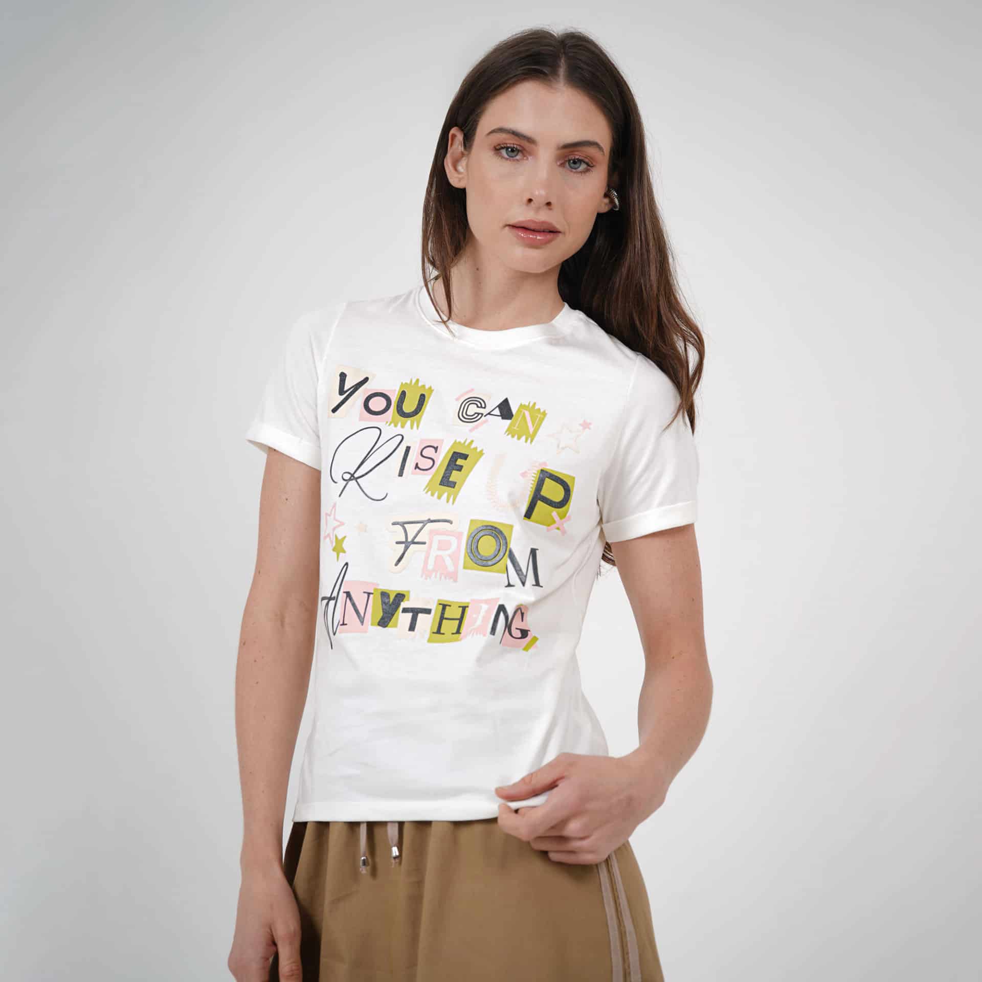 Camiseta cuello redondo manga corta con estampado You Can Rise - miniatura 1