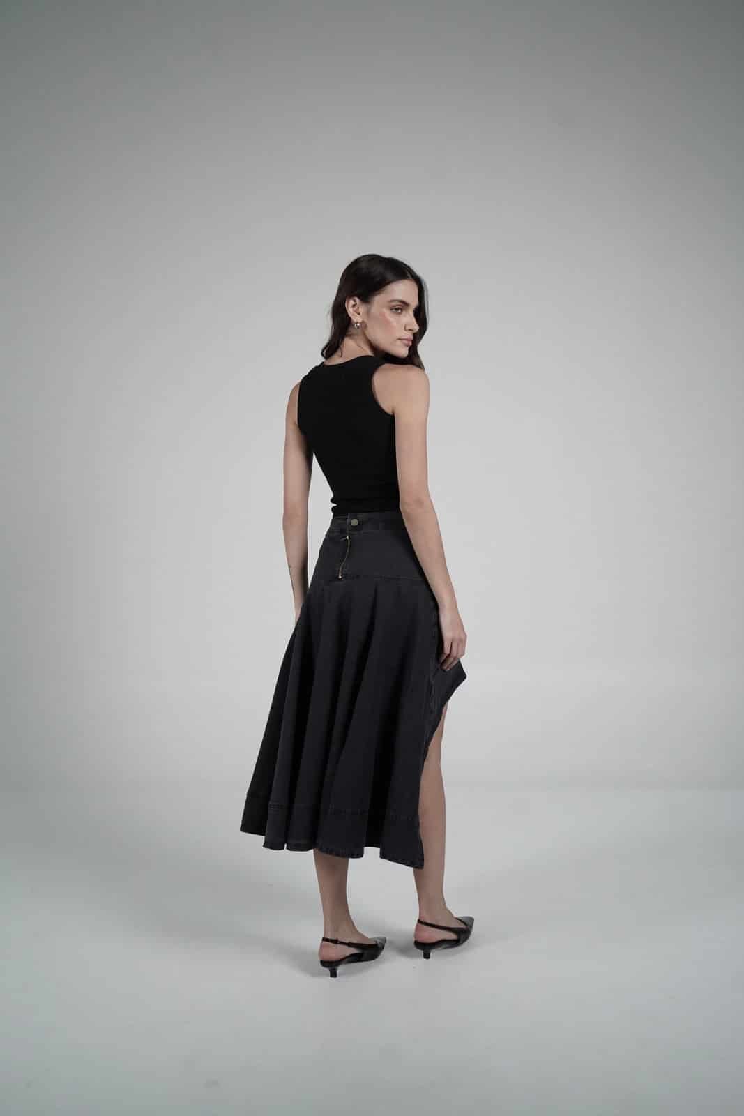 Black asymmetrical skirt - miniatura 6