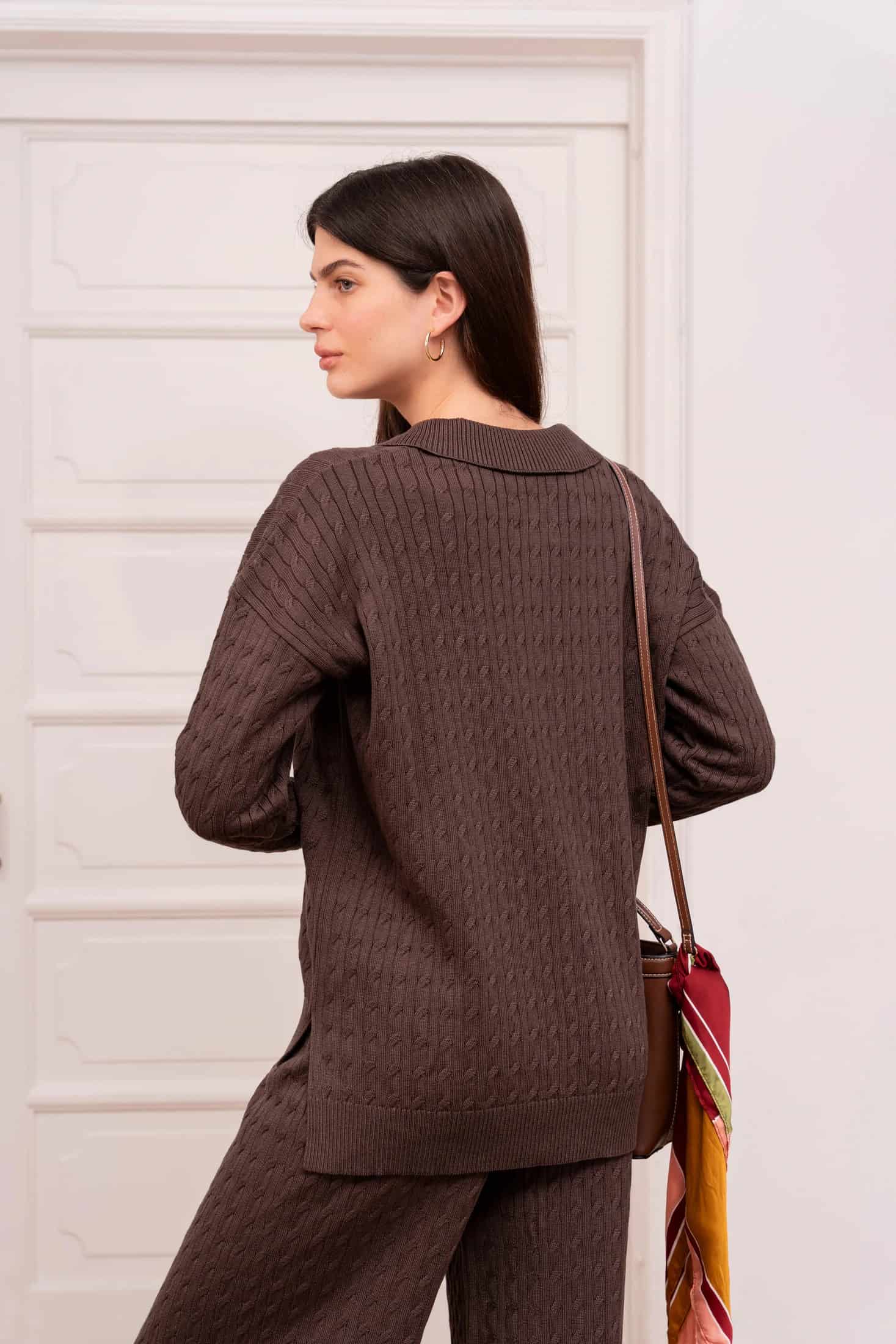 Outfit Set Trenzado Café Mujer - miniatura 3