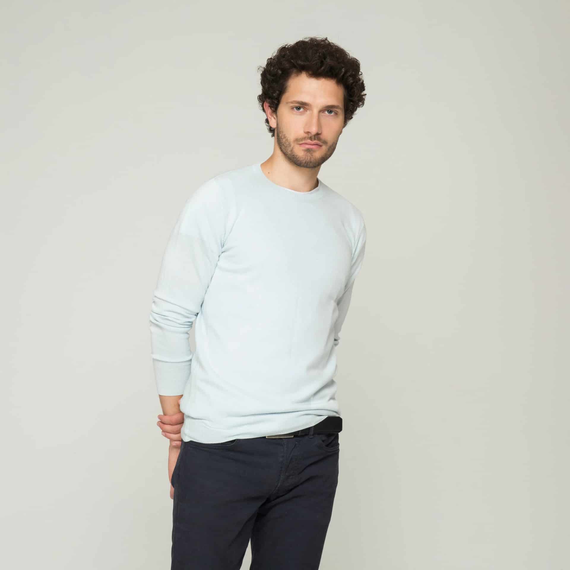 Saco Cuello Redondo Algodón Azul Cielo - miniatura 3