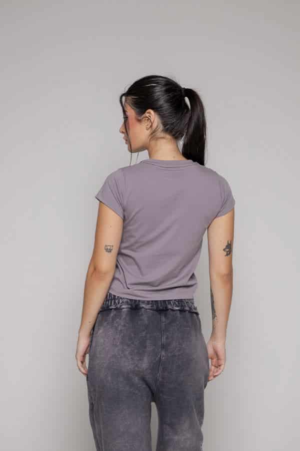 Crop T-Shirt boobs Unspeakable-Gris - miniatura 4