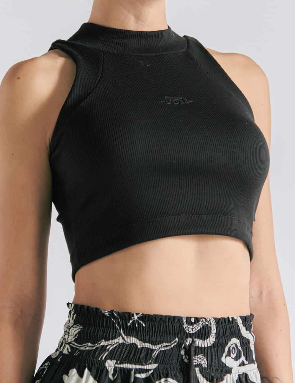 Crop Top Raglan  negro Mujer - miniatura 4